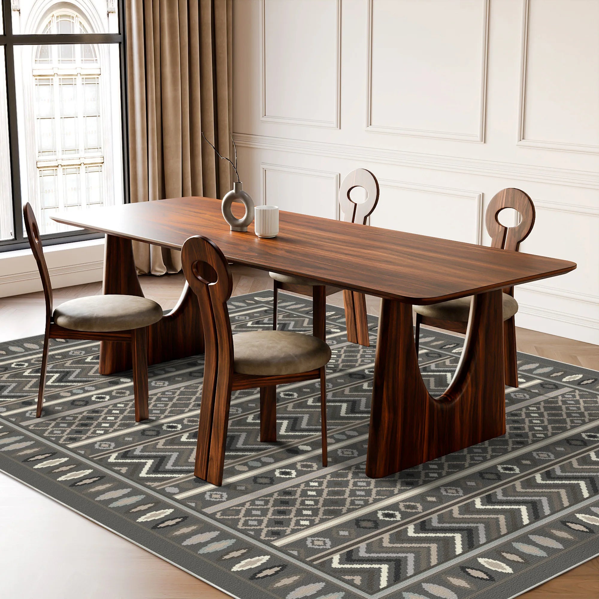 Shadow Tribe Geometric Washable Rug