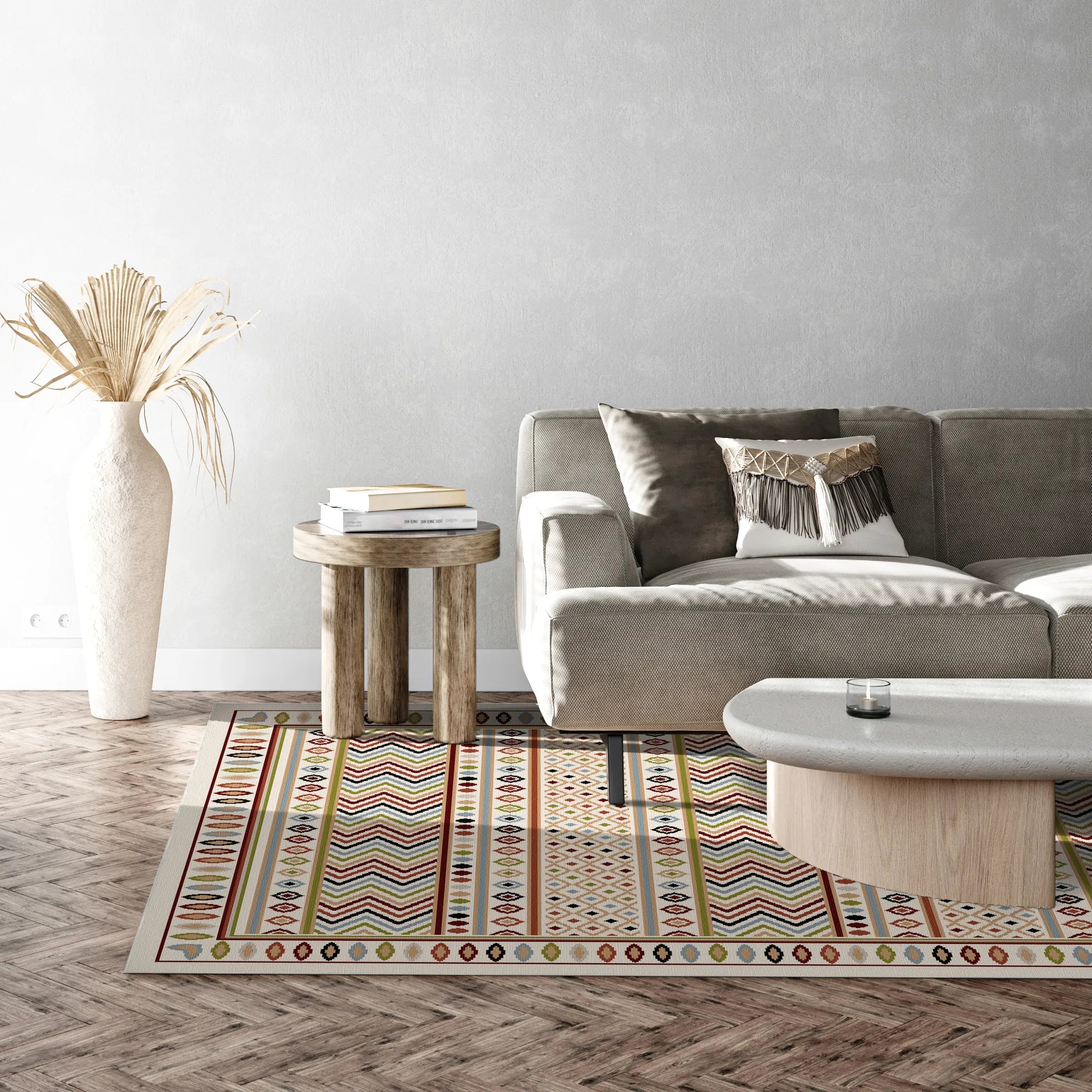 Painted Mesa Geometric Washable Rug