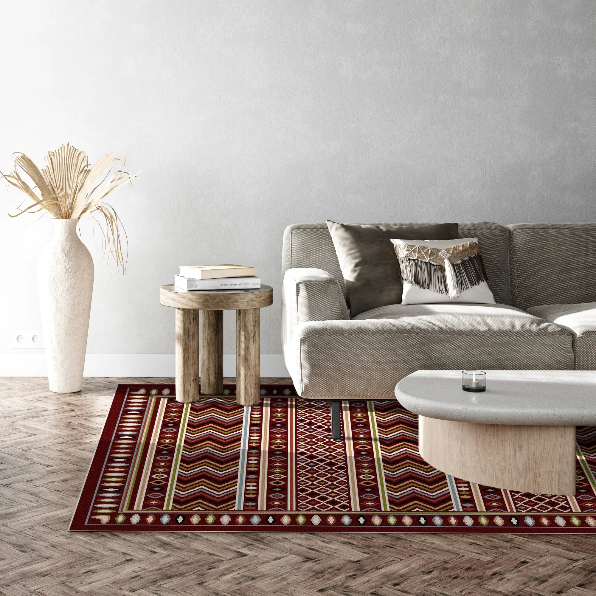 Canyon Clay Geometric Washable Rug