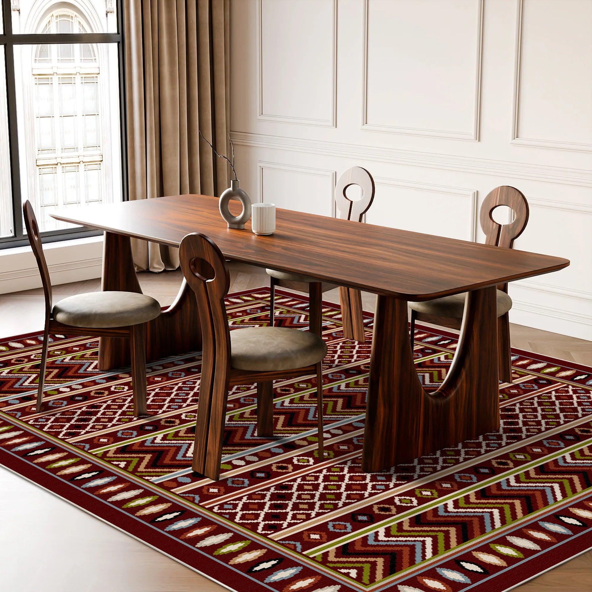 Canyon Clay Geometric Washable Rug