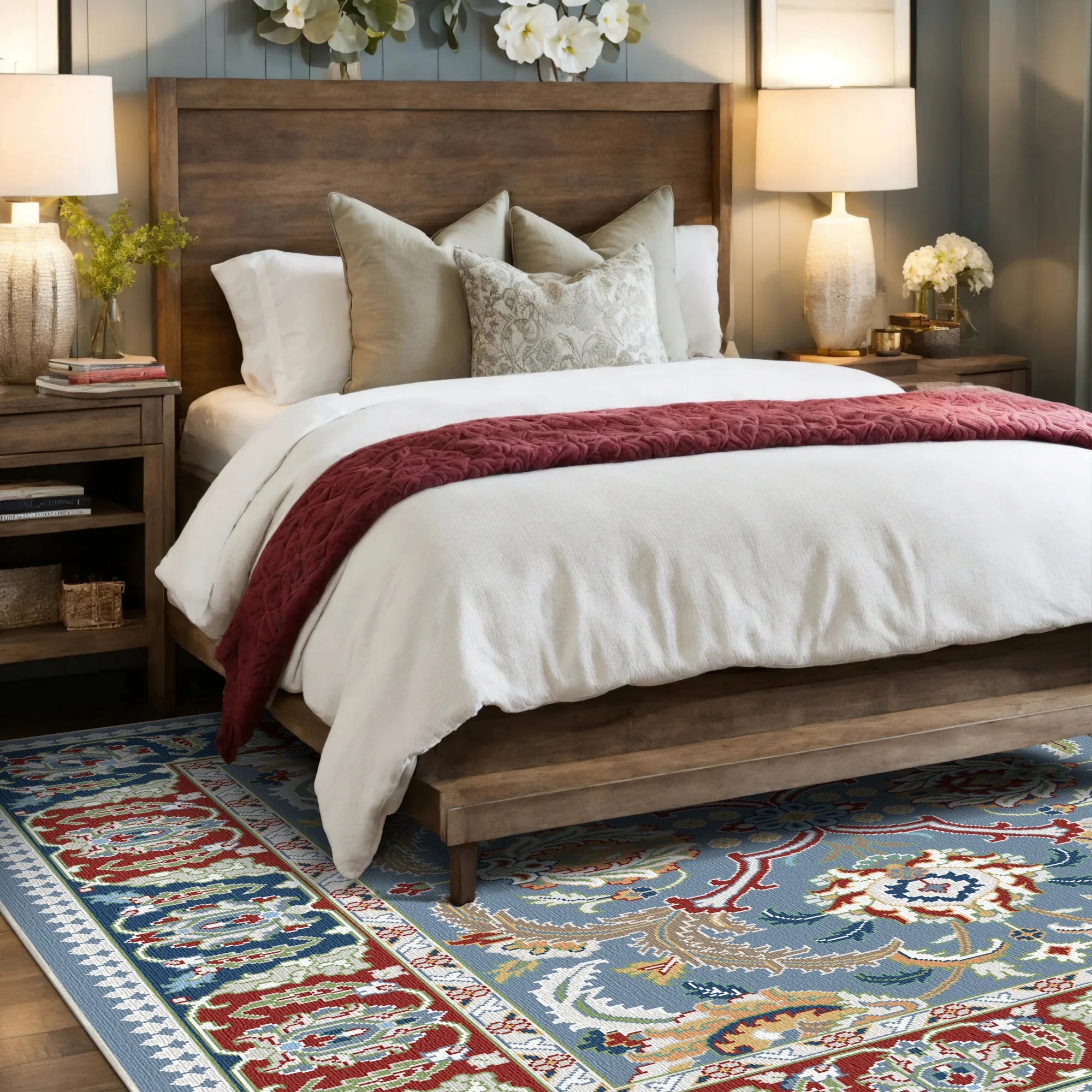 Sena Steel Blue Palace Rug