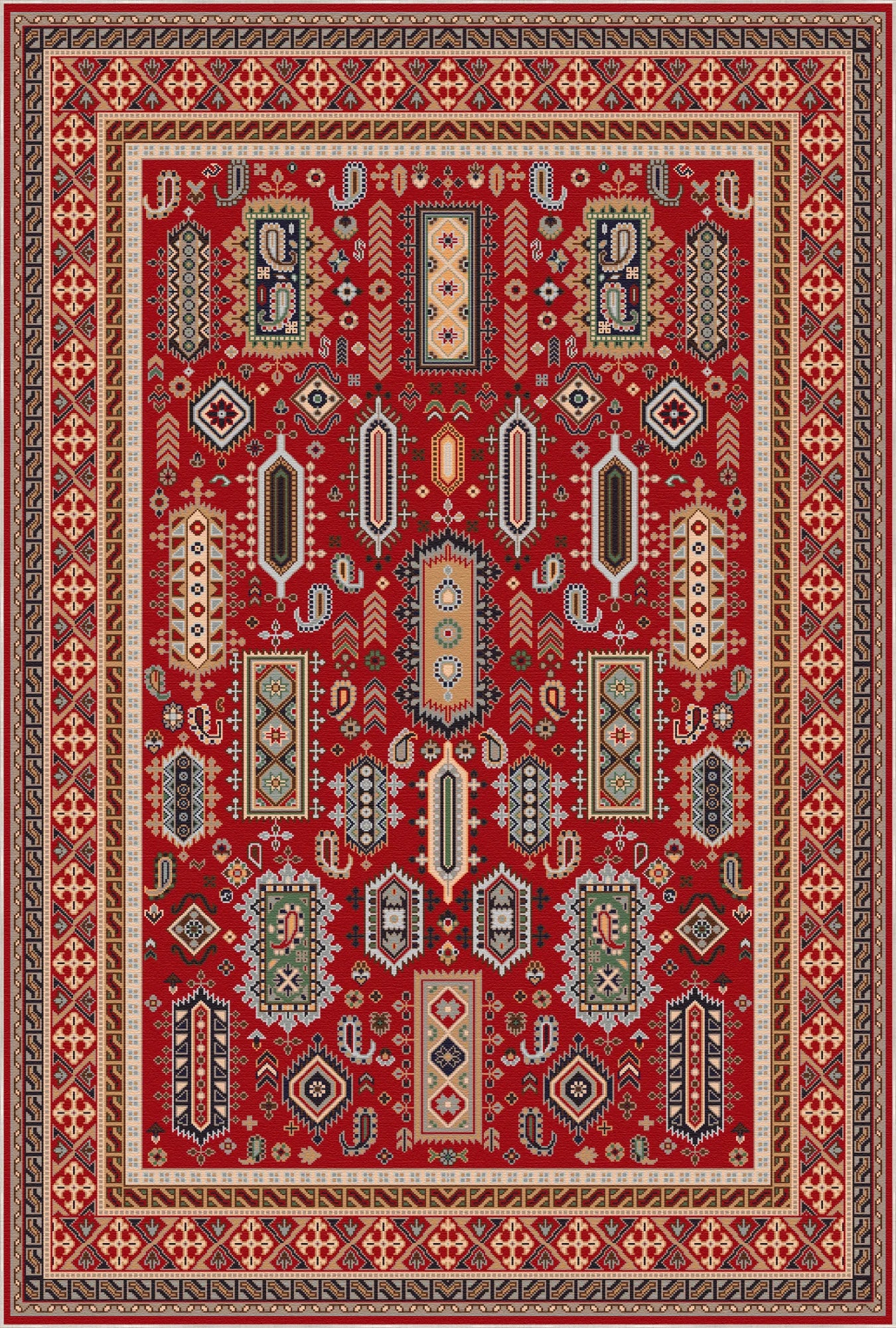 Kora Scarlet Nomad Geometric Rug