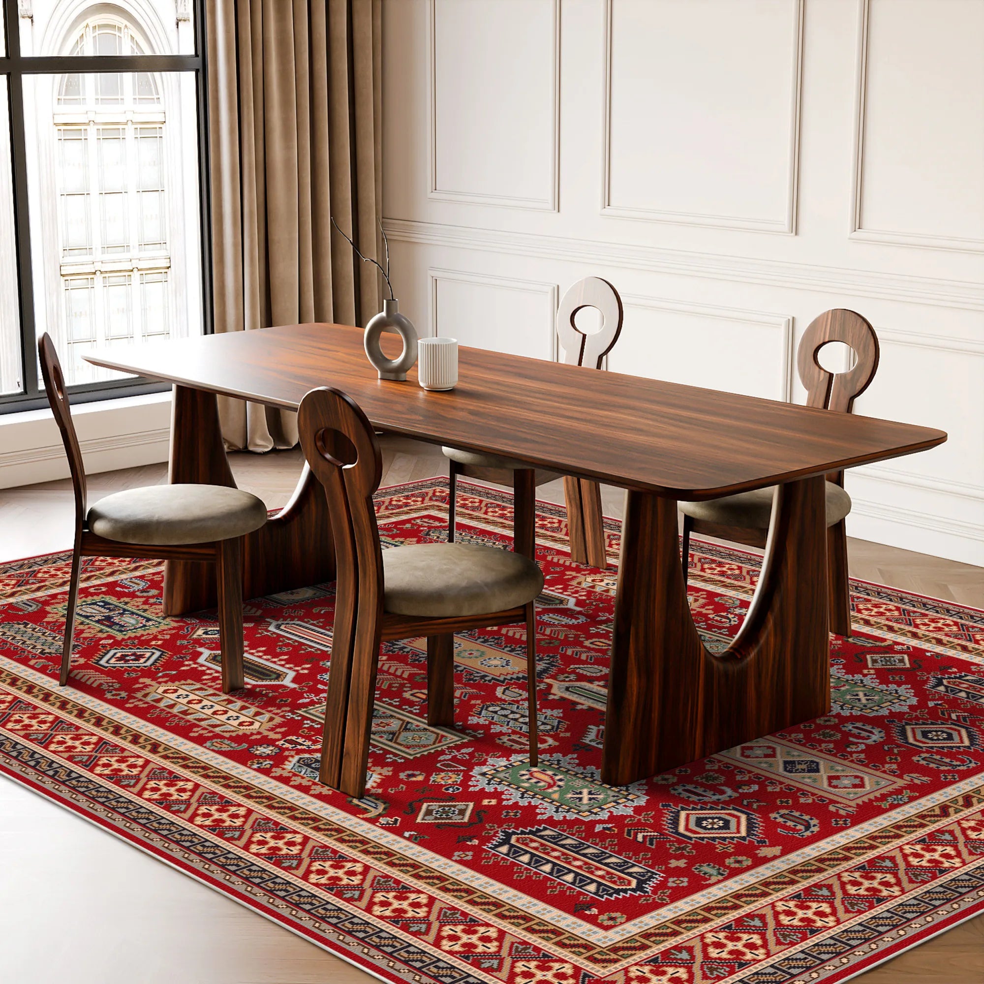 Kora Scarlet Nomad Geometric Rug