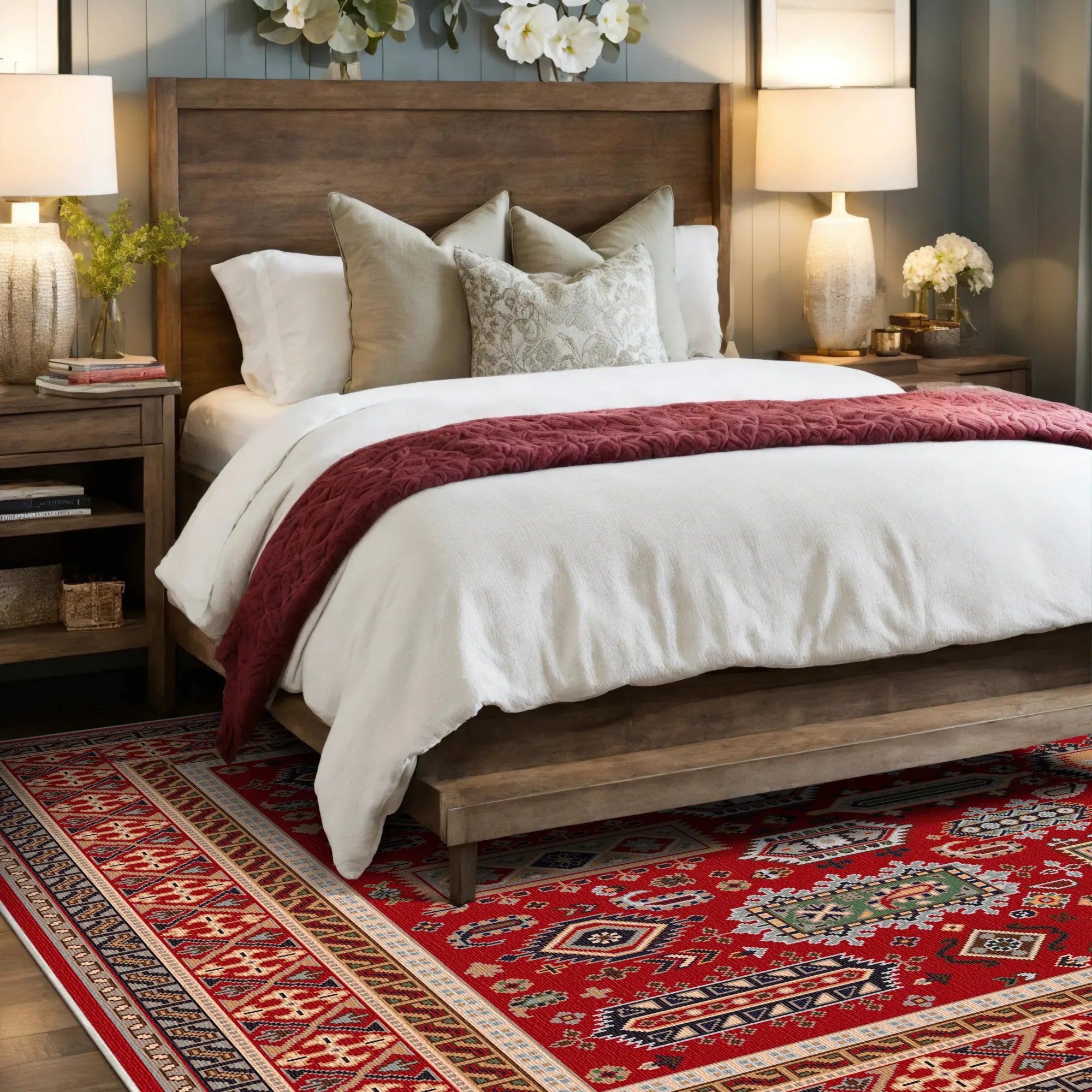 Kora Scarlet Nomad Geometric Rug