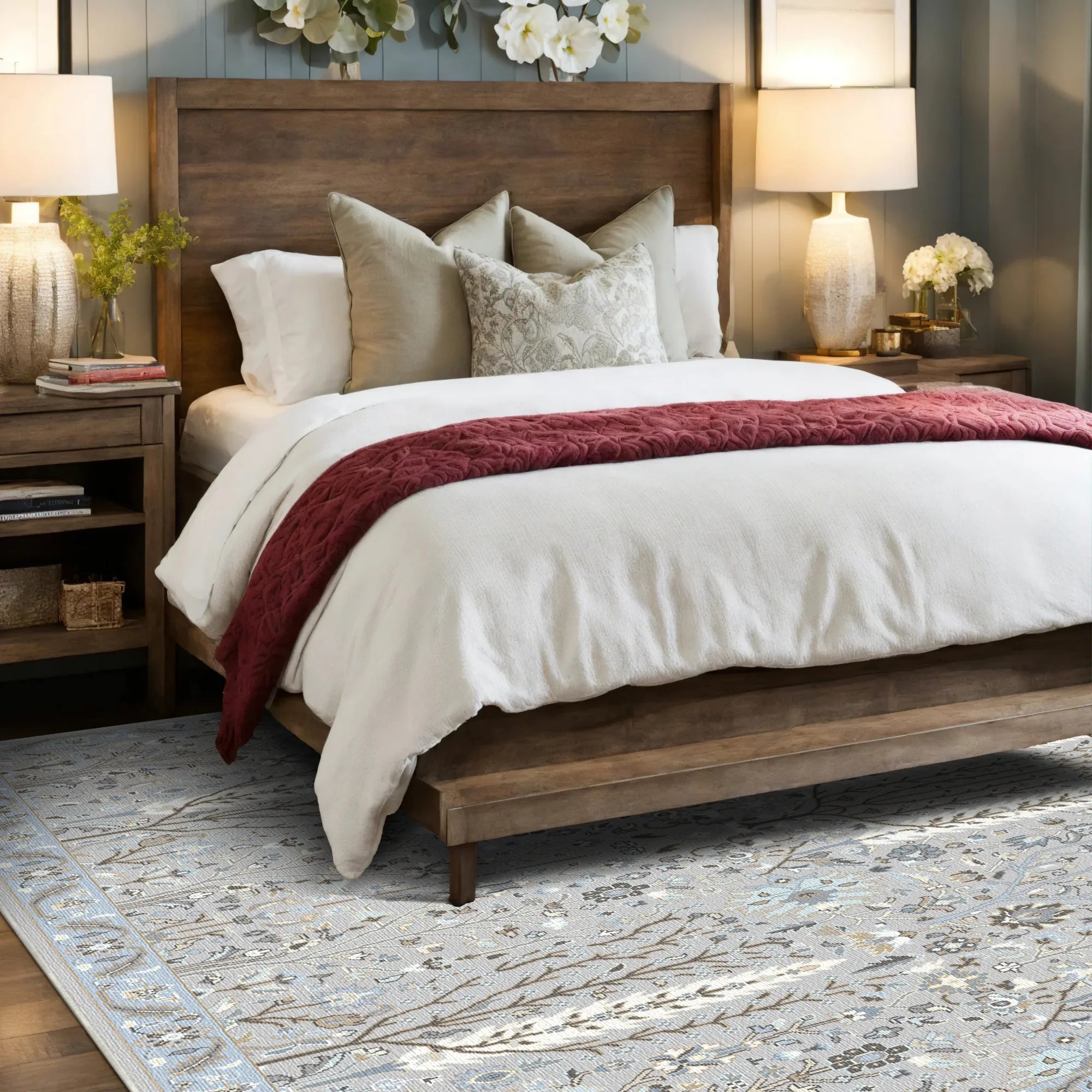 Nora Silver Arbor Floral Rug