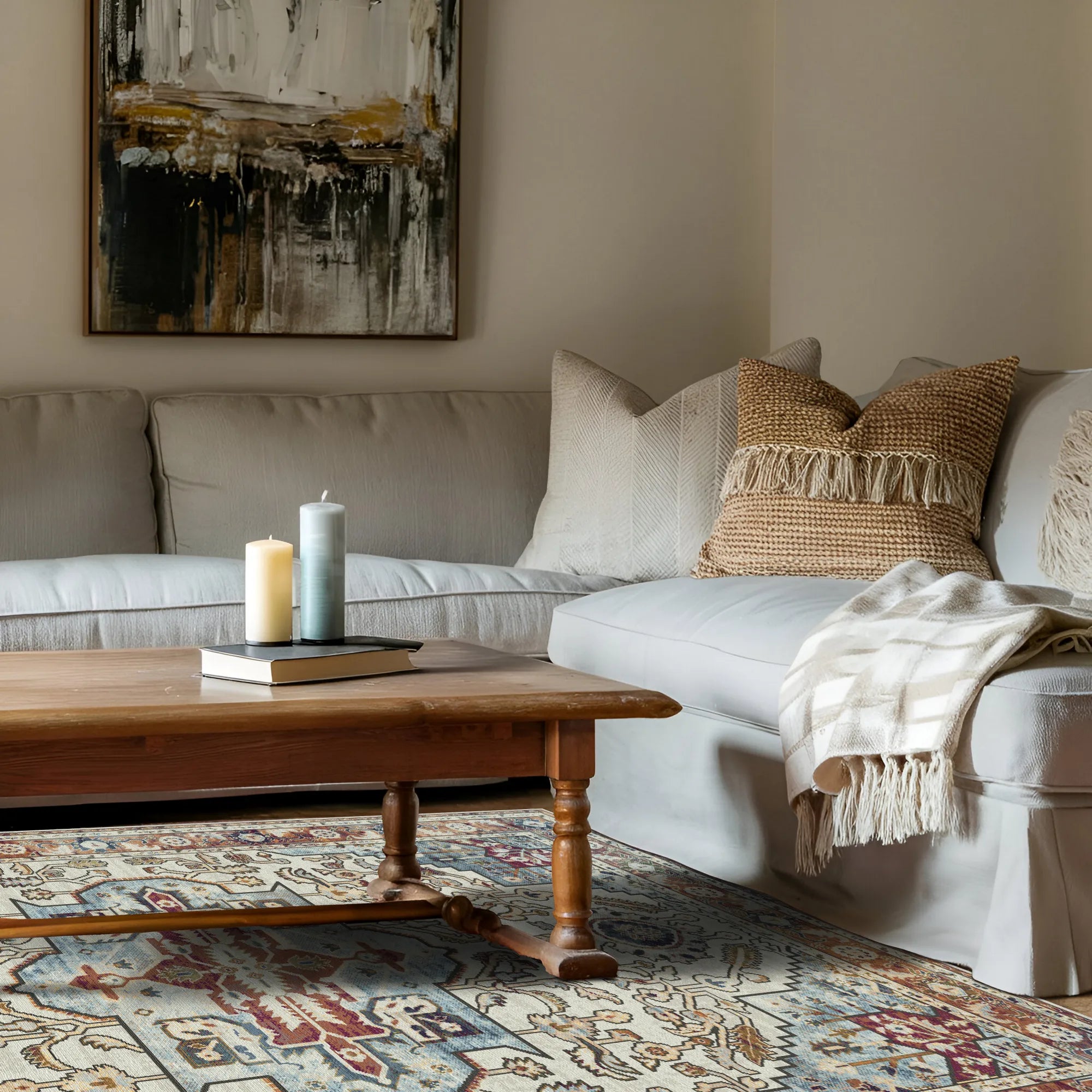 Aria Ivory Sovereign Medallion Rug