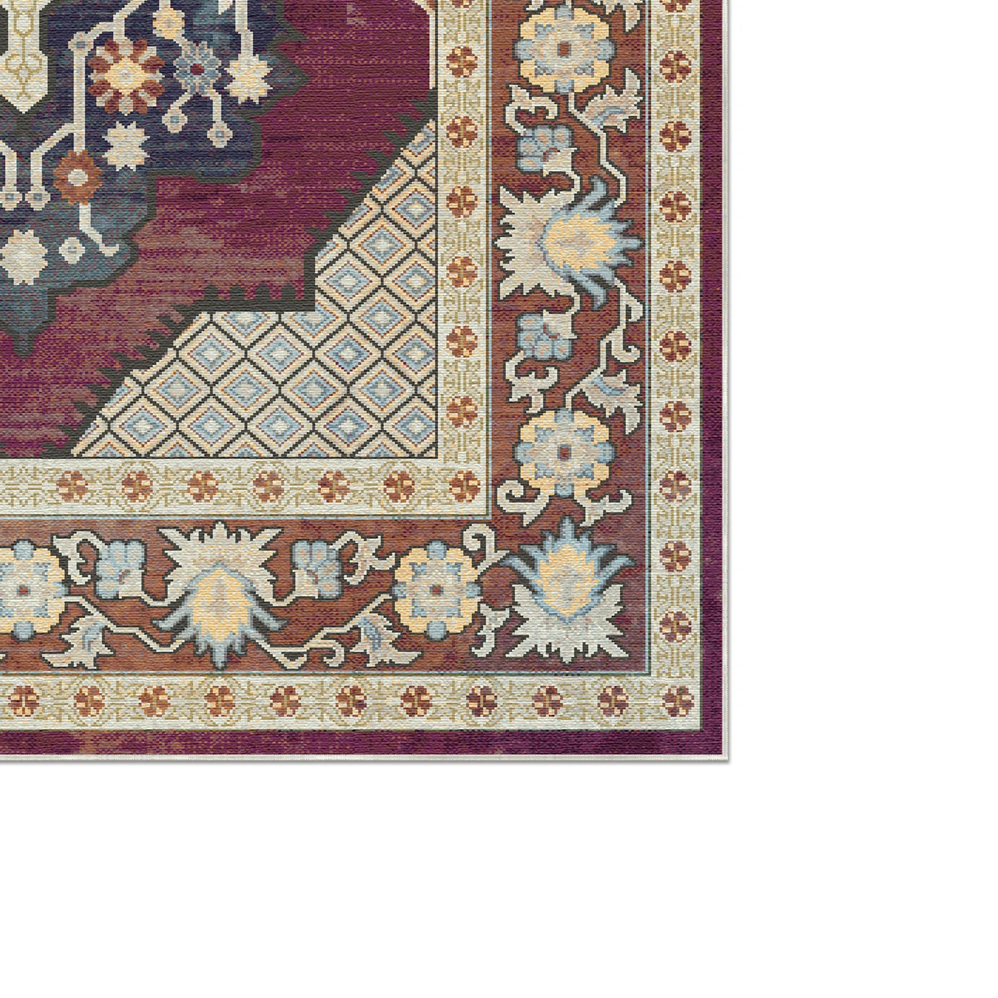 Vala Plum Diamond Medallion Rug