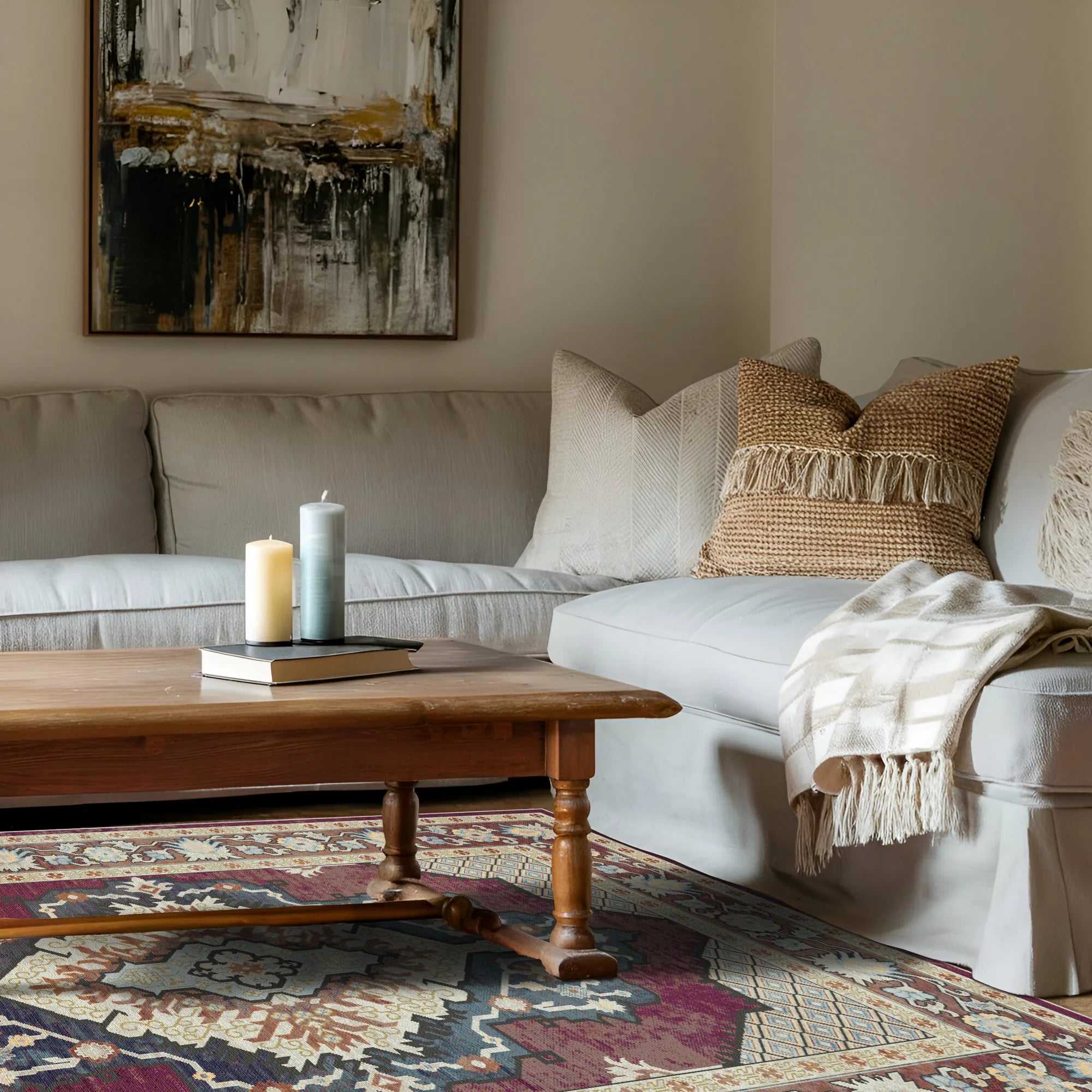 Vala Plum Diamond Medallion Rug