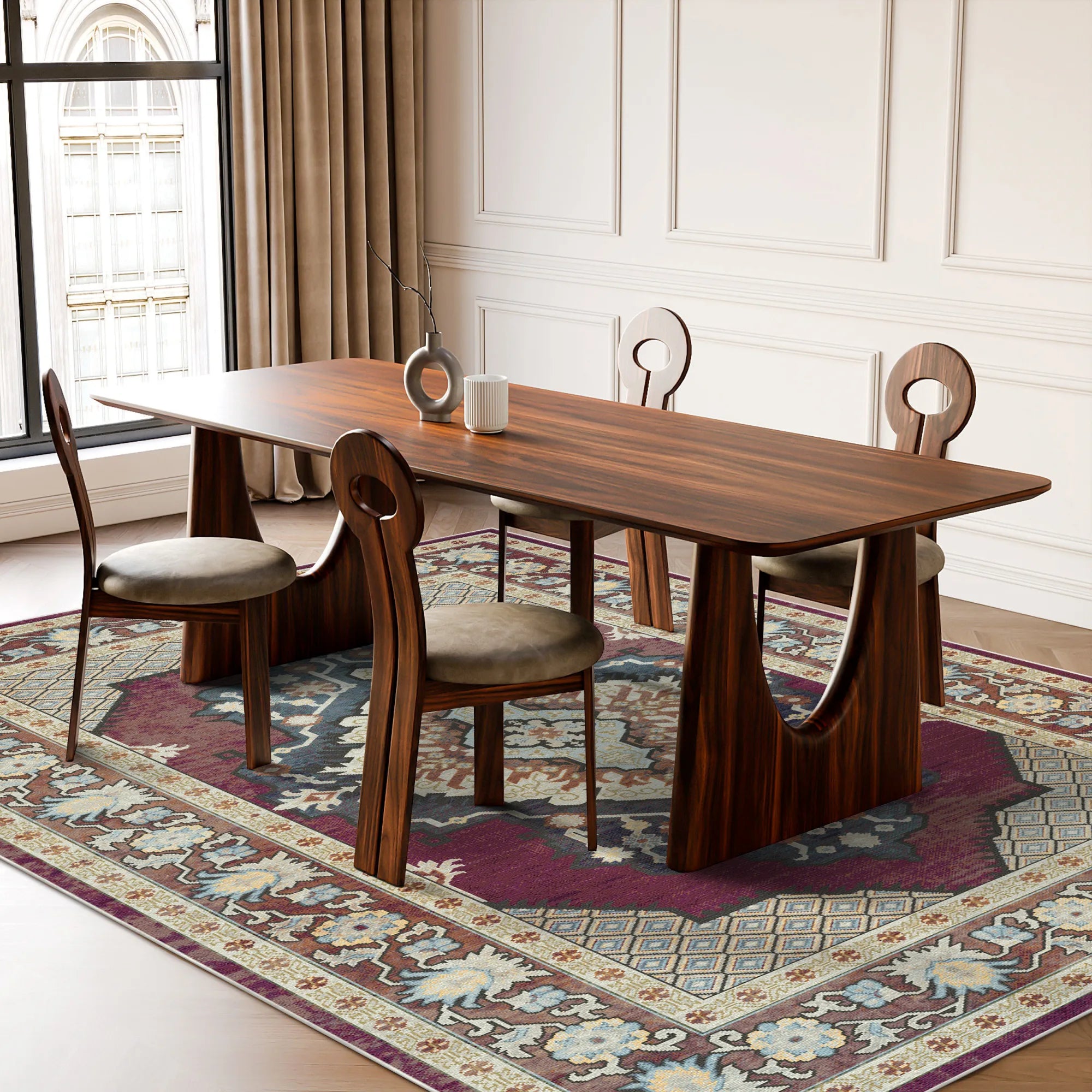 Vala Plum Diamond Medallion Rug