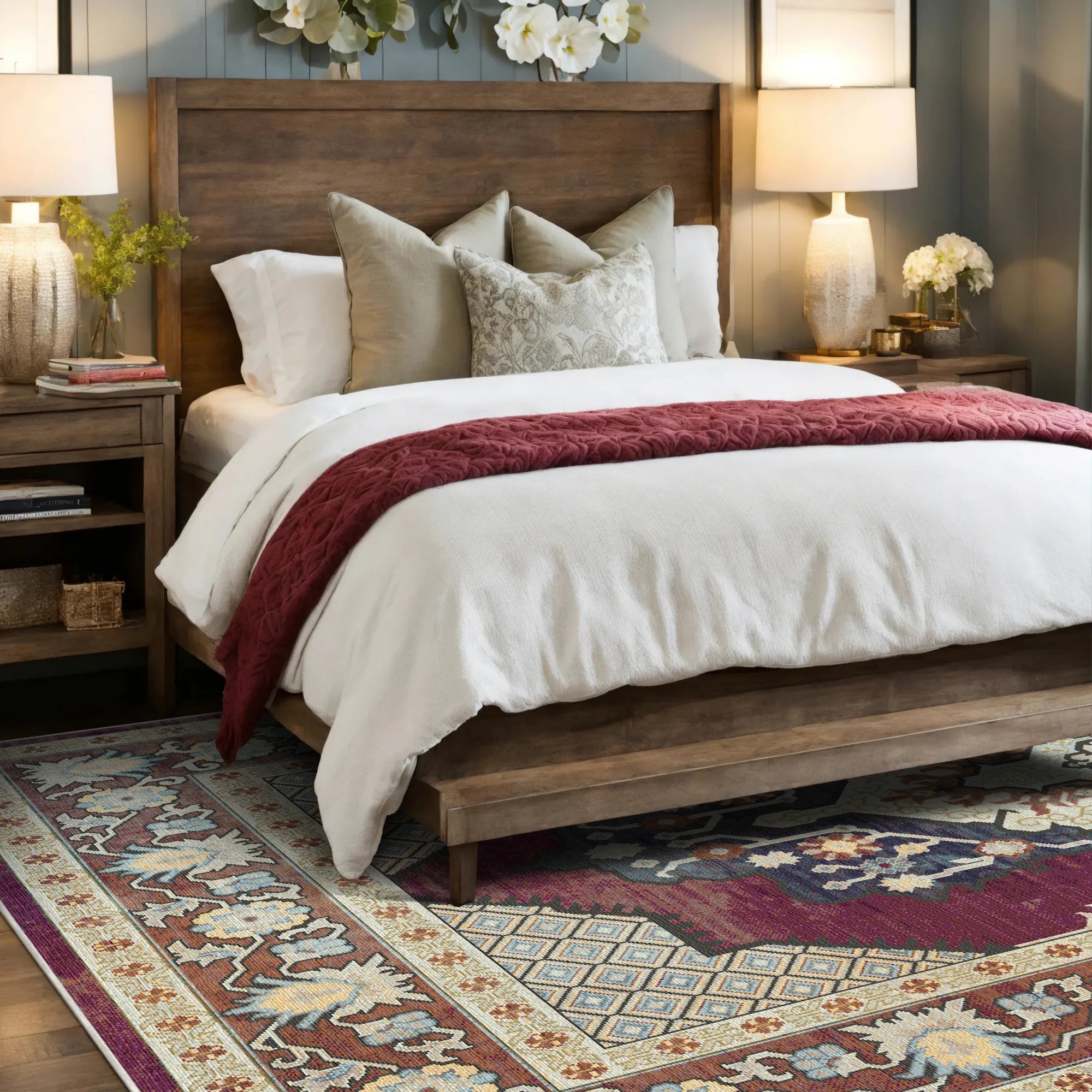Vala Plum Diamond Medallion Rug