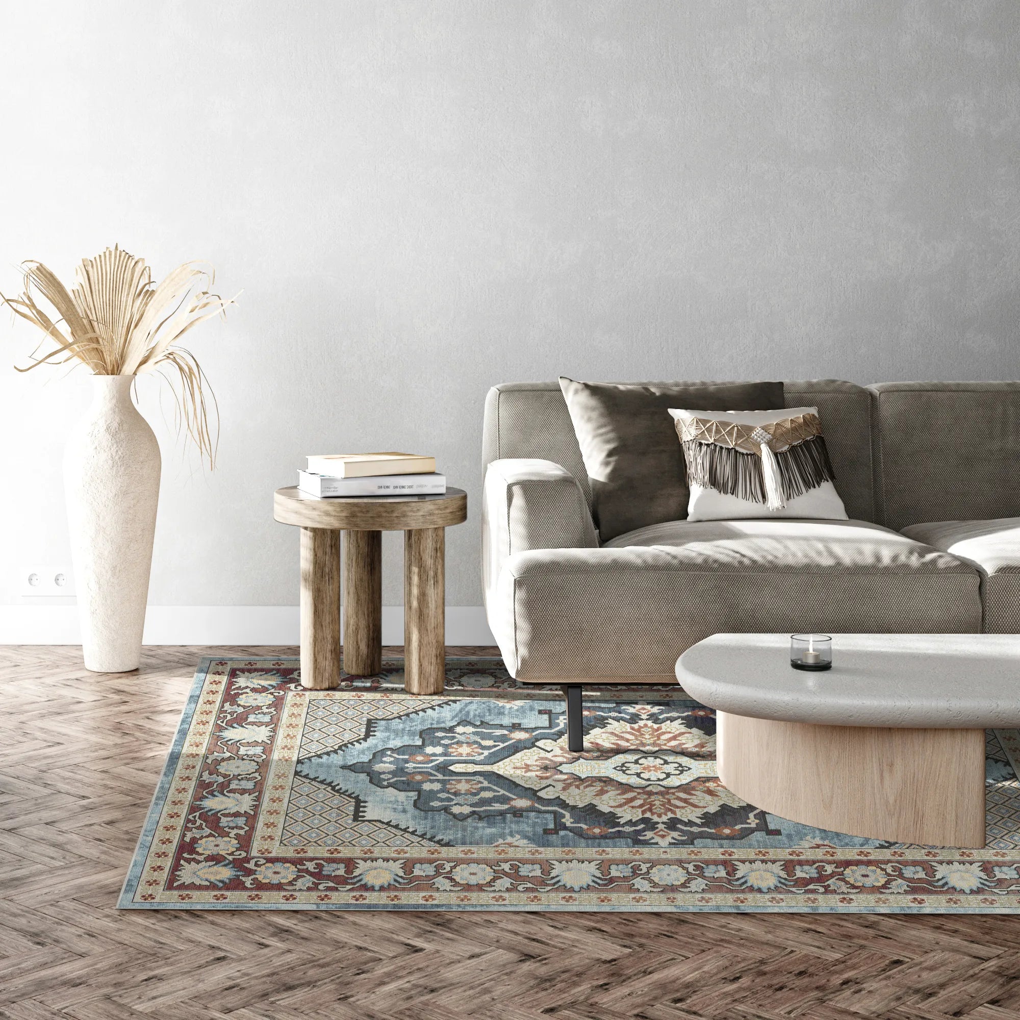 Zephyr Azure Diamond Medallion Rug