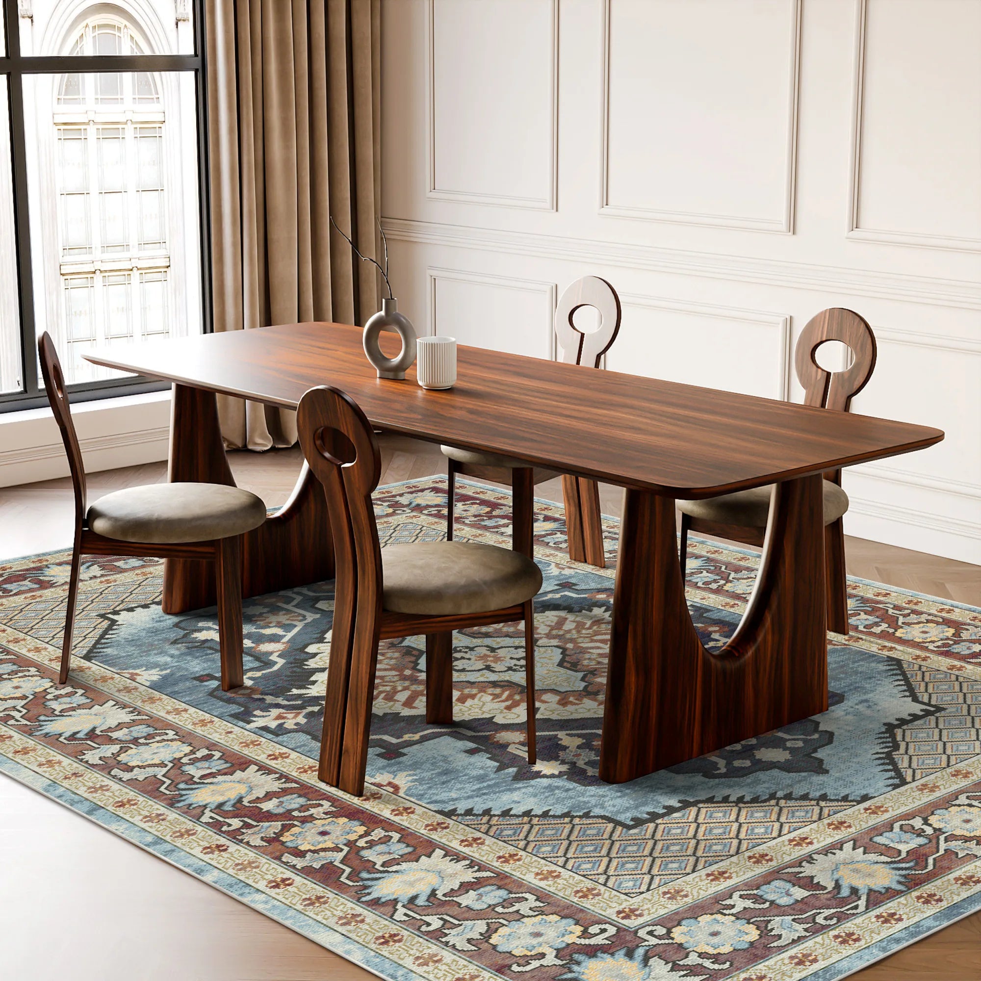 Zephyr Azure Diamond Medallion Rug