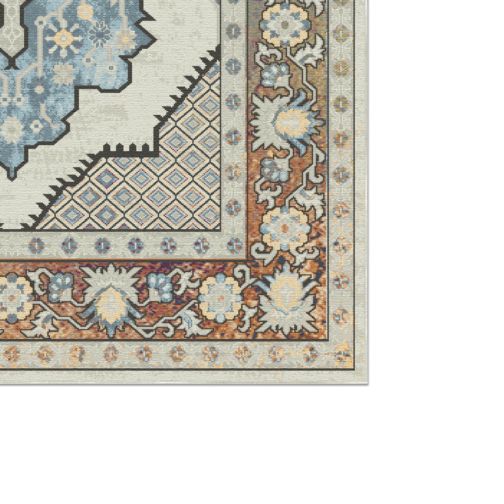 Elara Ivory Diamond Medallion Rug