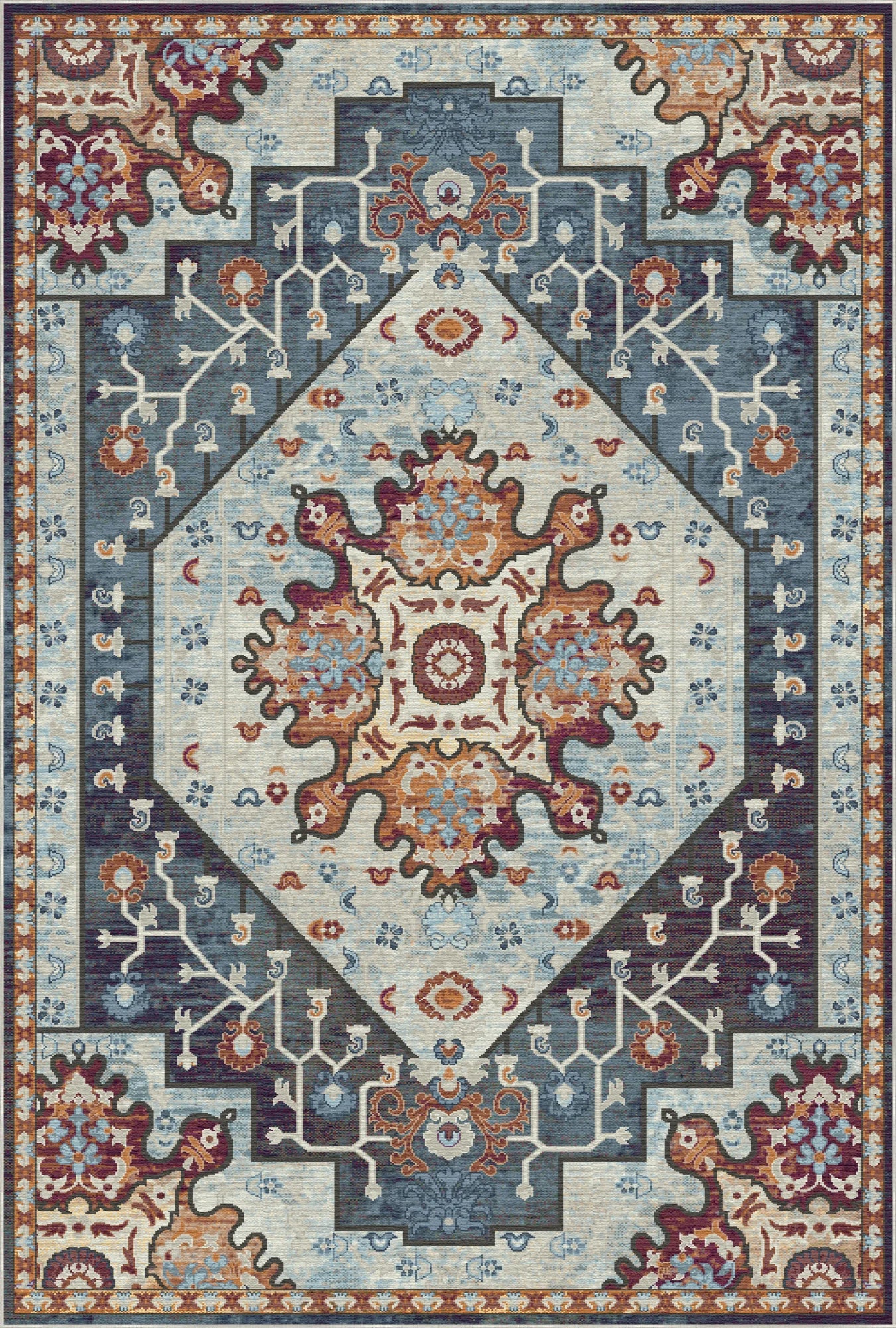 Theron Slate Emblem Medallion Rug