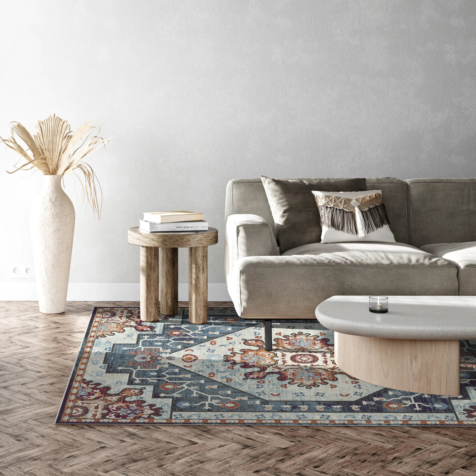 Theron Slate Emblem Medallion Rug