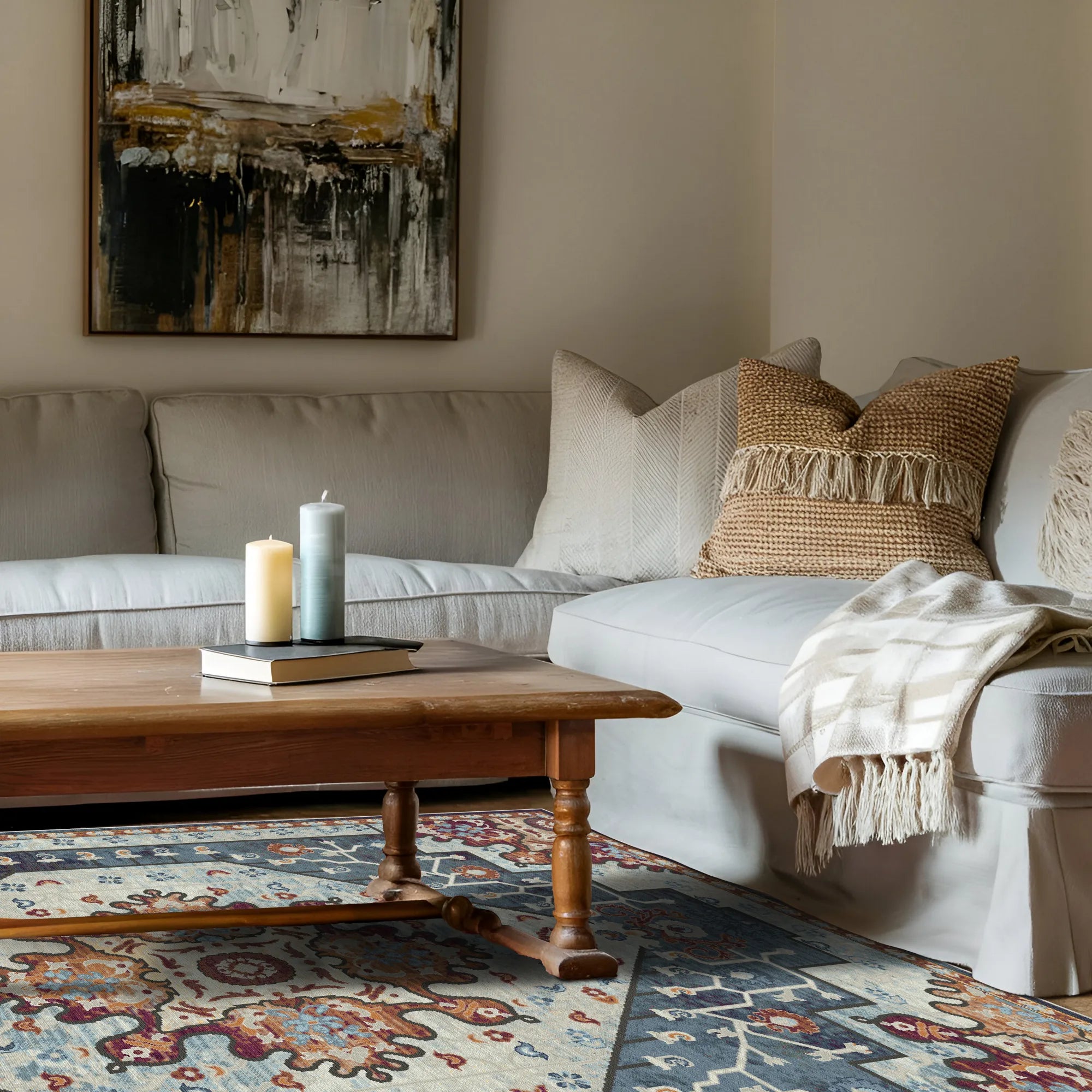 Theron Slate Emblem Medallion Rug