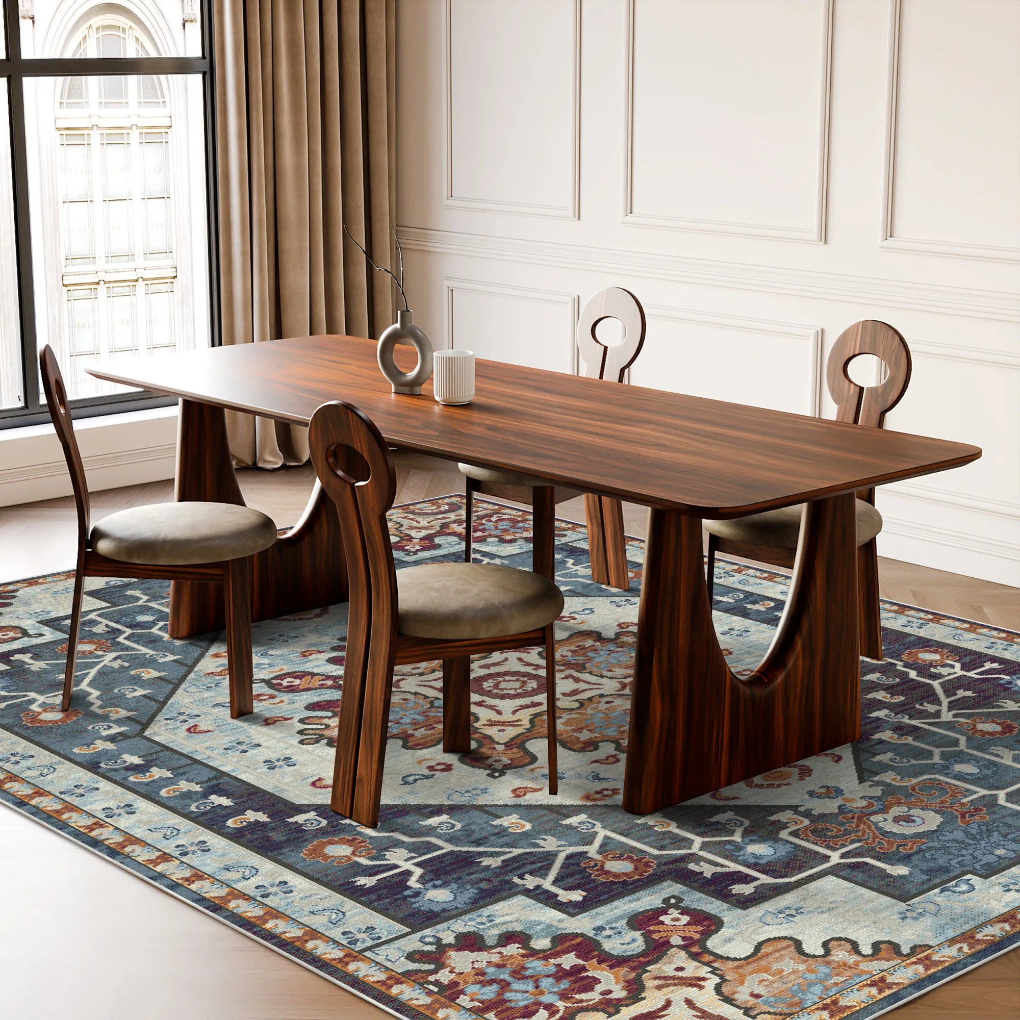 Theron Slate Emblem Medallion Rug