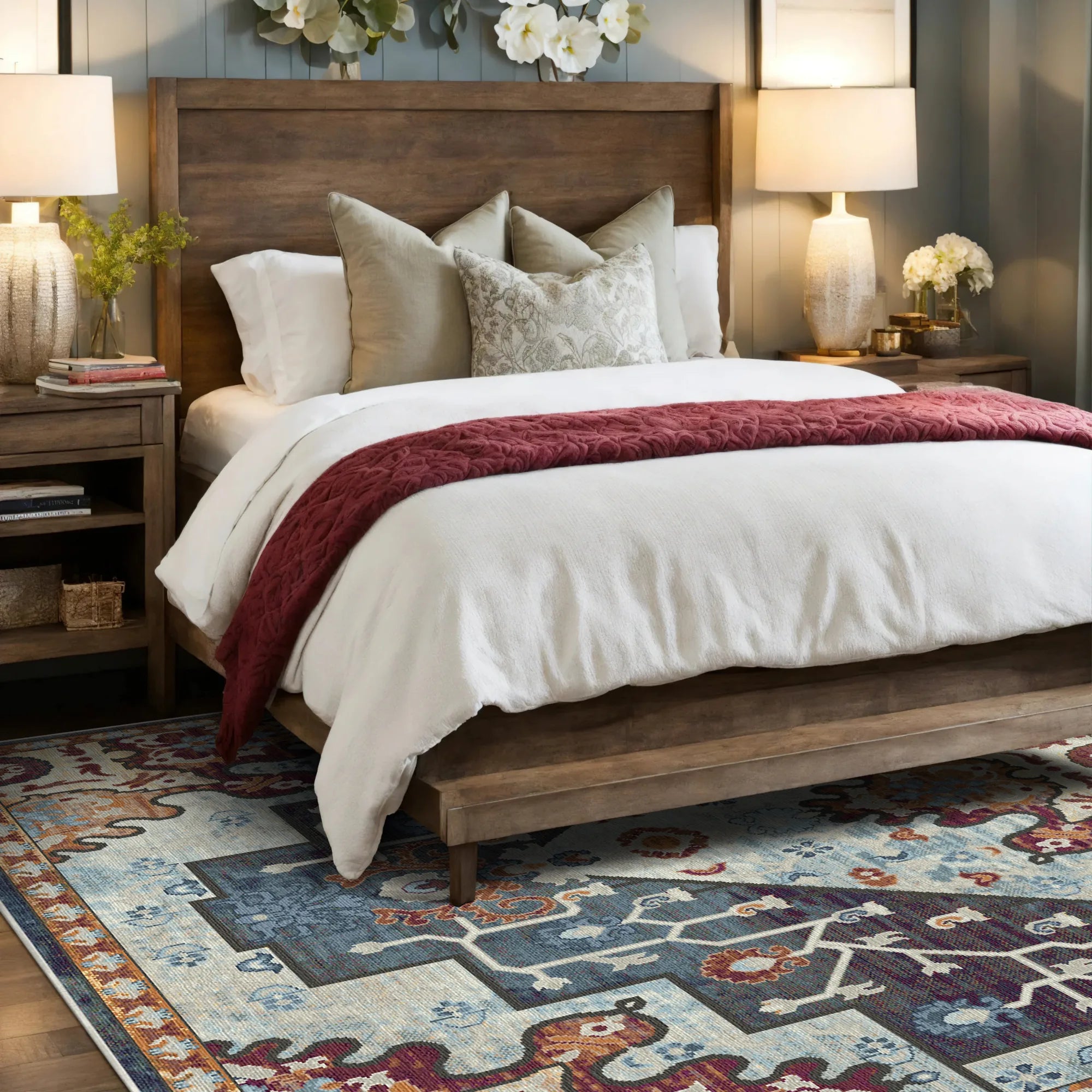 Theron Slate Emblem Medallion Rug