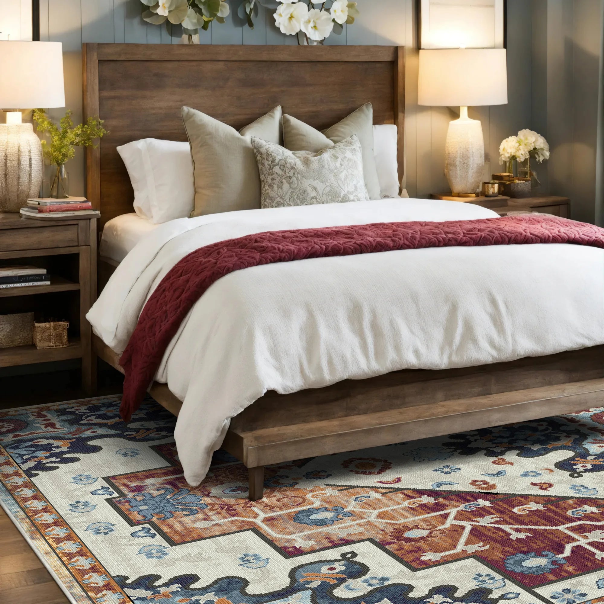 Rowan Rust Emblem Medallion Rug