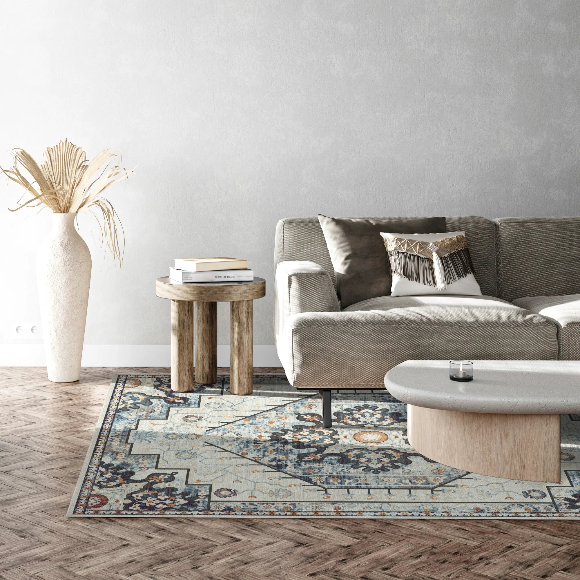 Sterling Ivory Emblem Medallion Rug