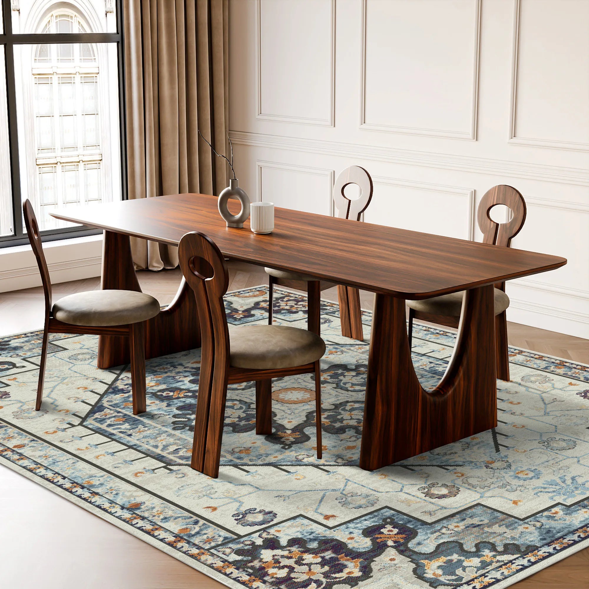 Sterling Ivory Emblem Medallion Rug