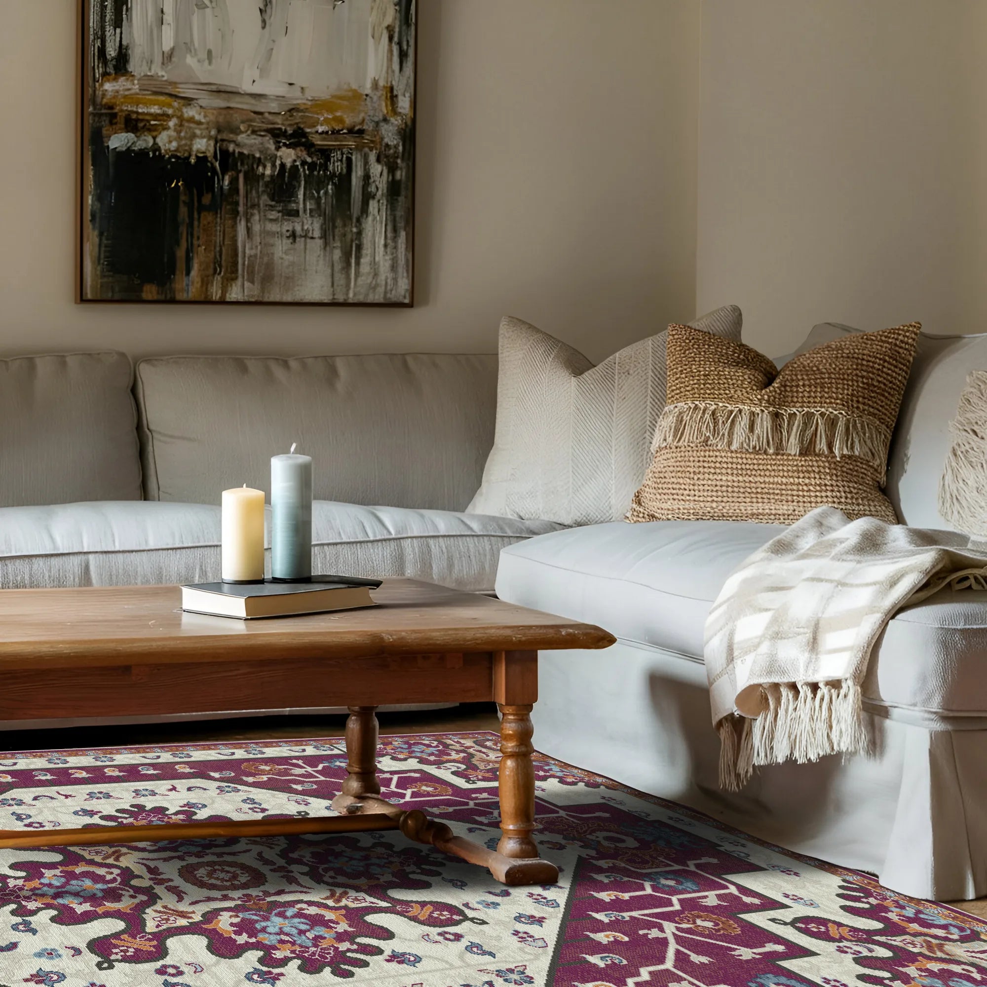 Cleo Plum Emblem Medallion Rug