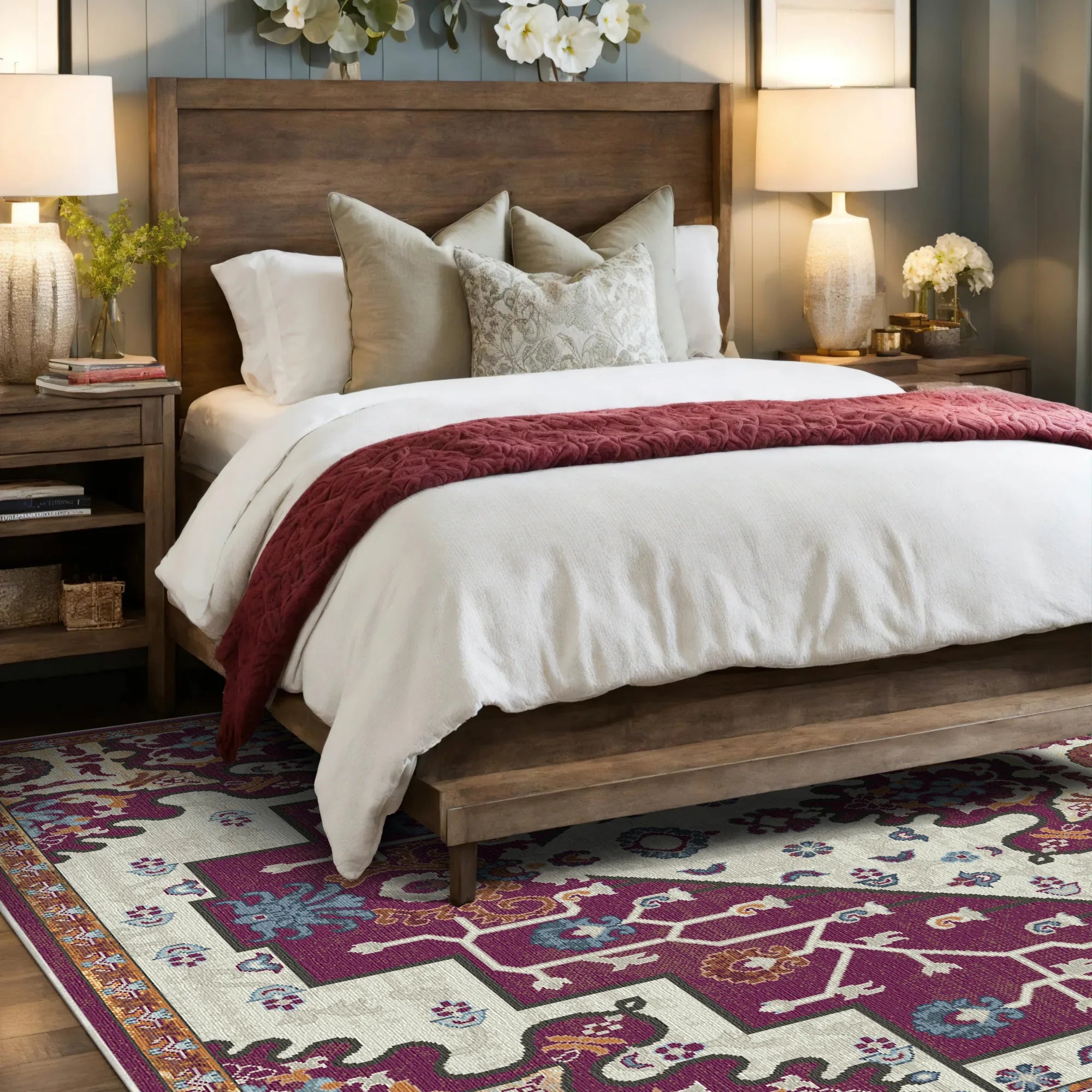 Cleo Plum Emblem Medallion Rug