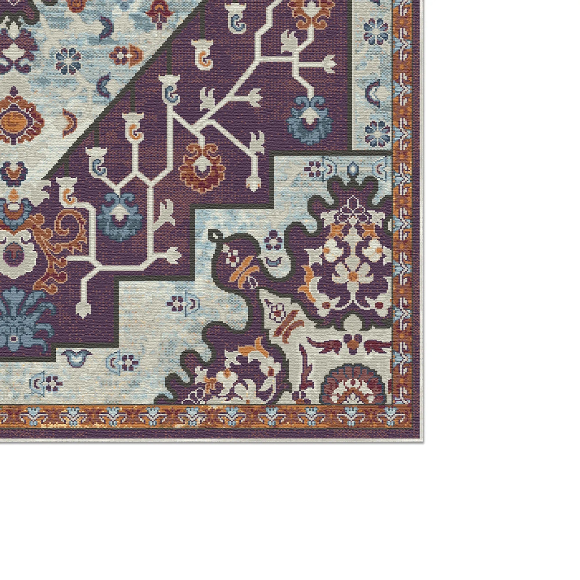 Plum Azure Emblem Medallion Rug
