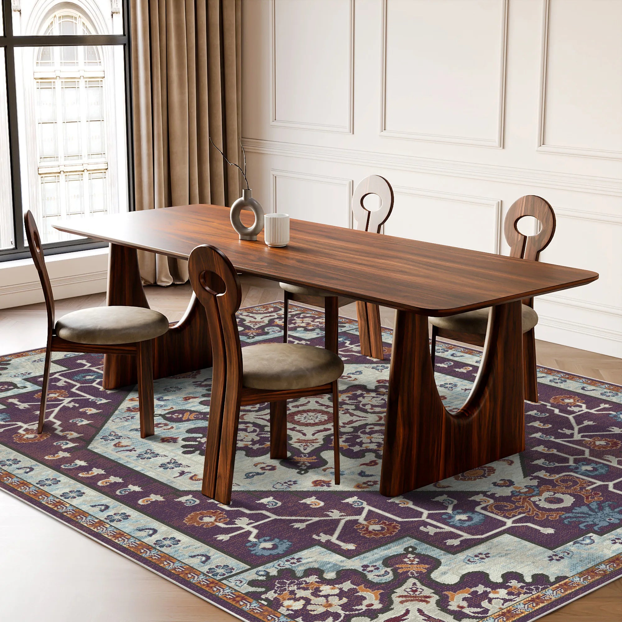 Plum Azure Emblem Medallion Rug