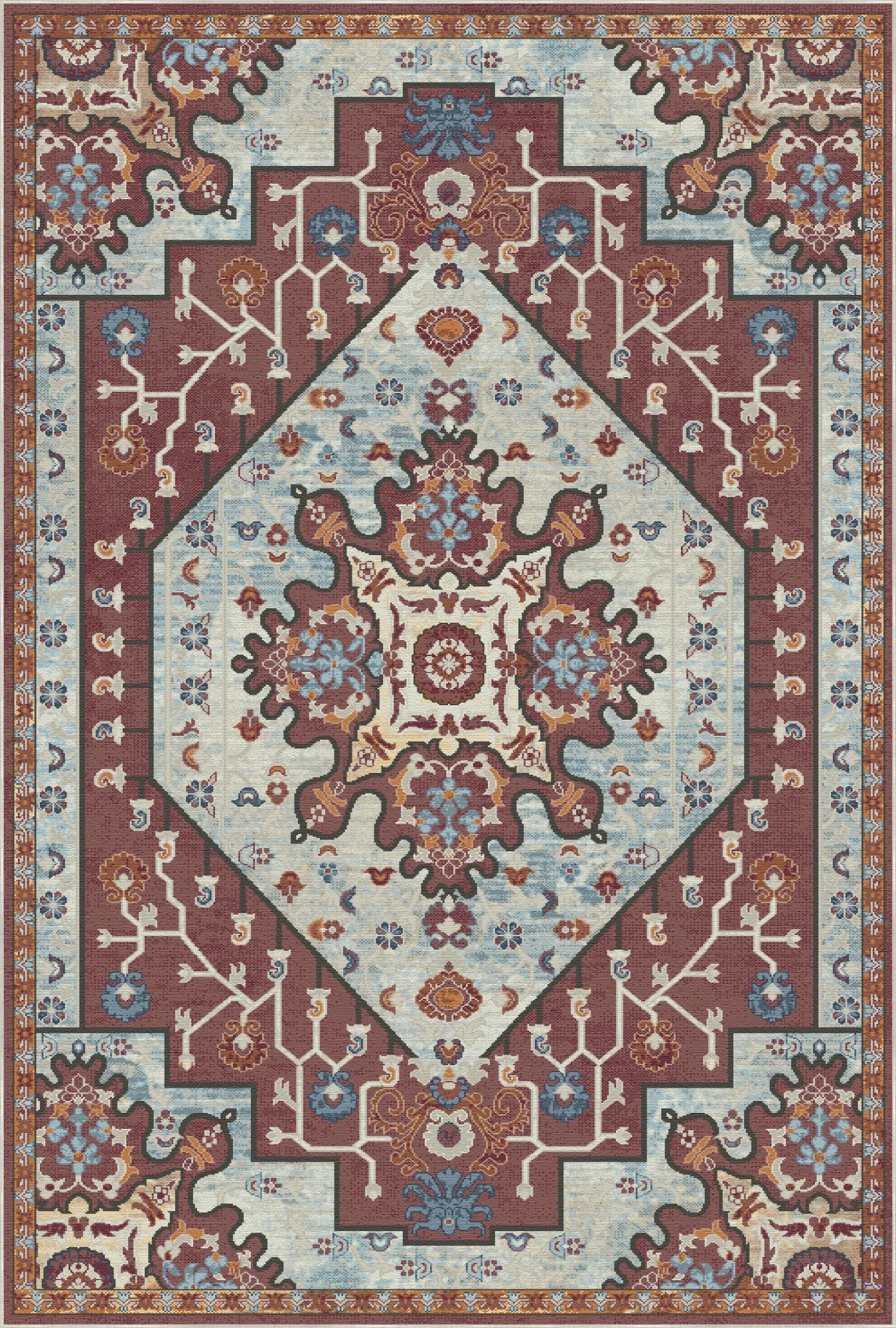 Freya Brick Emblem Medallion Rug