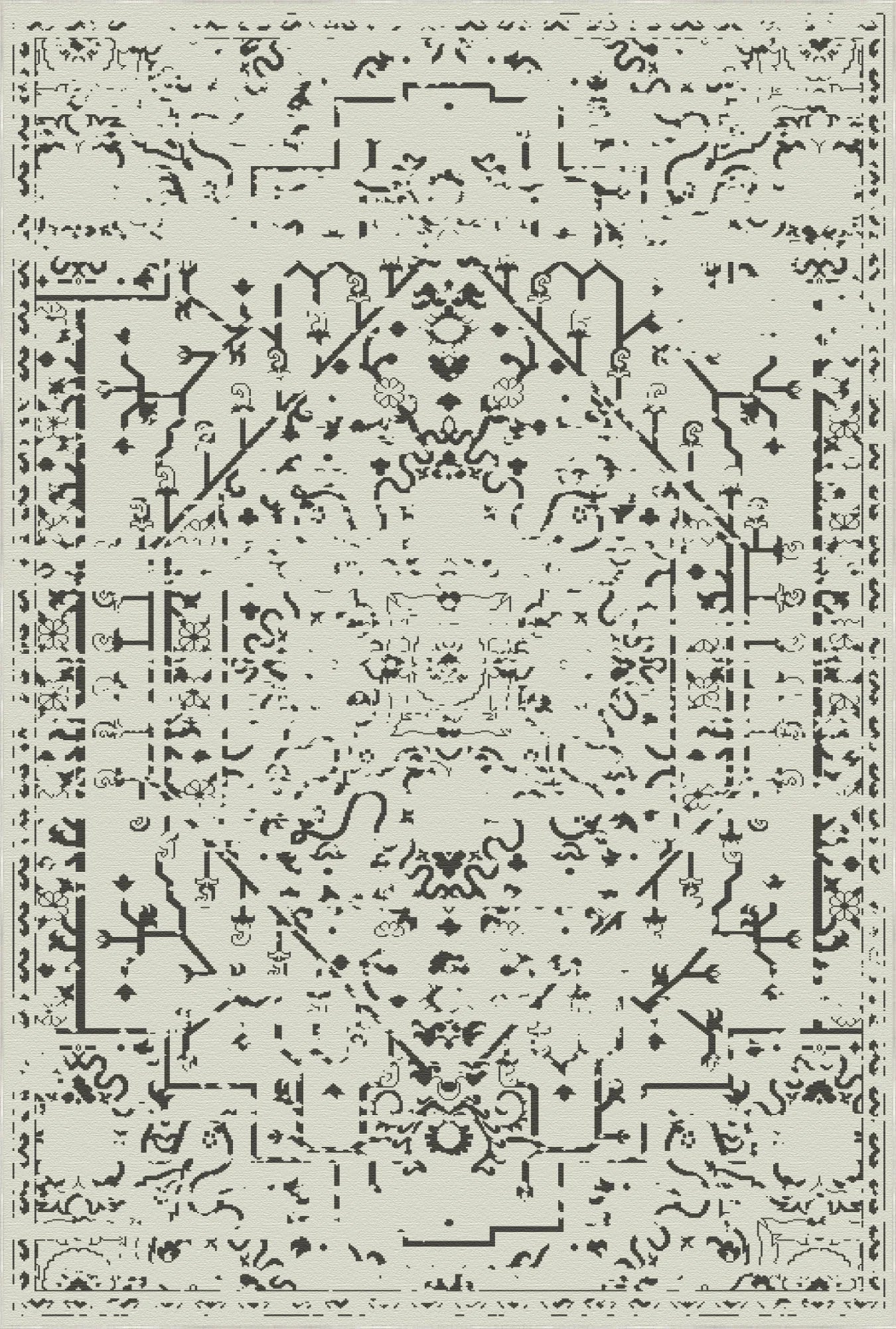 Onyx Cream Emblem Medallion Rug