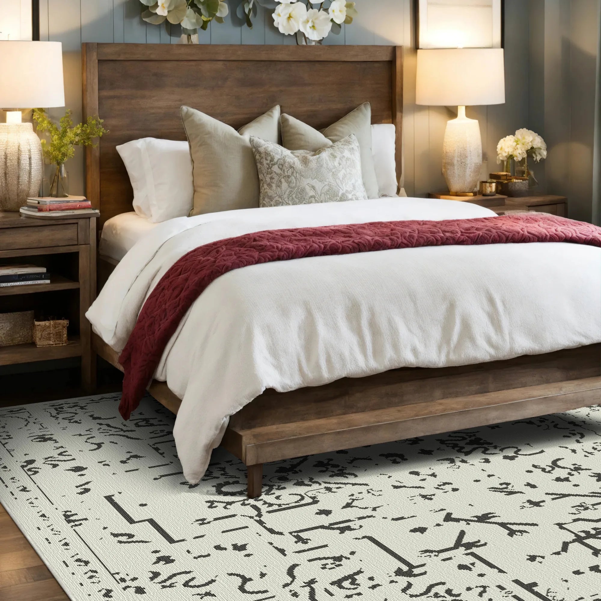 Onyx Cream Emblem Medallion Rug