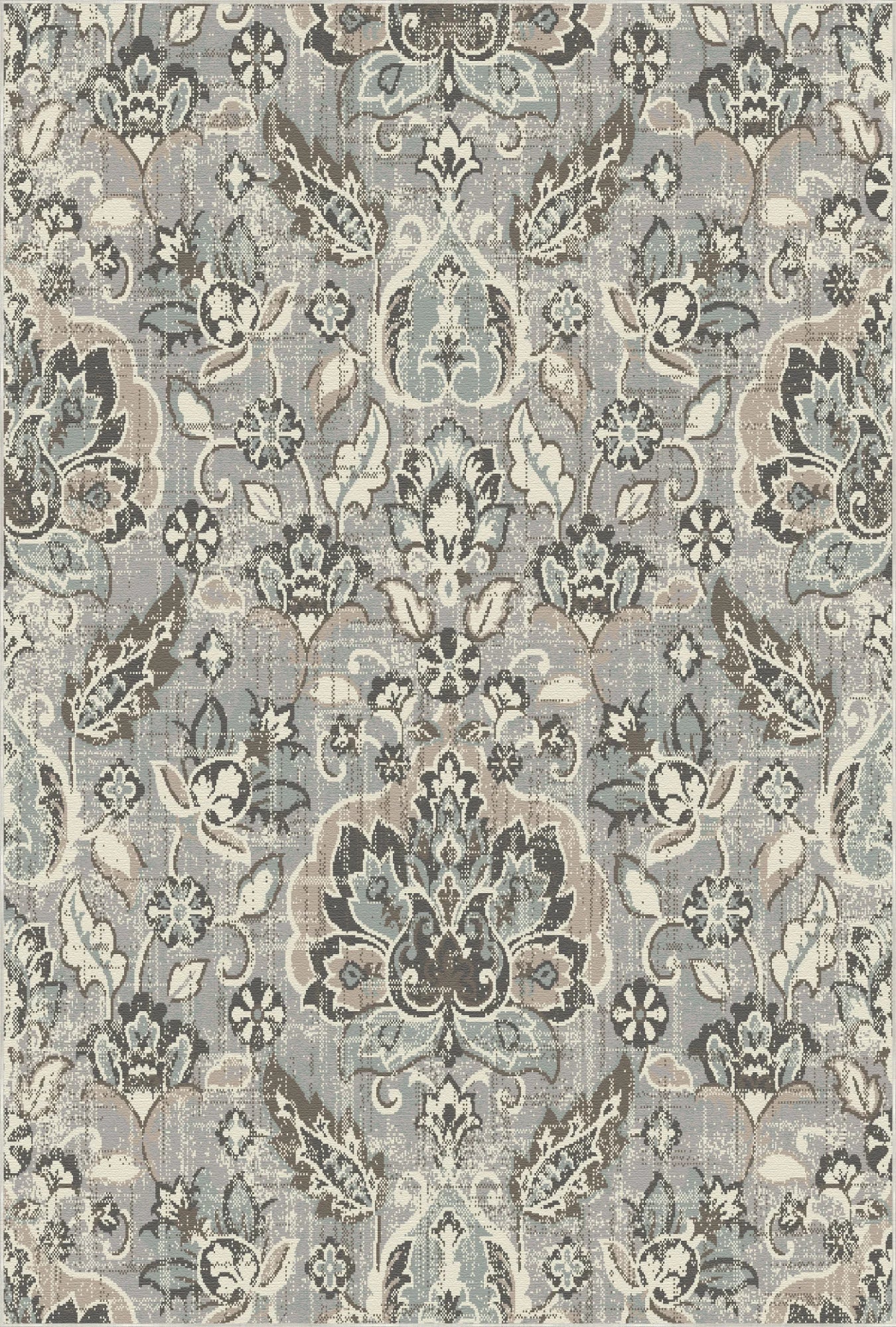 Camille Gray Damask Washable Rug