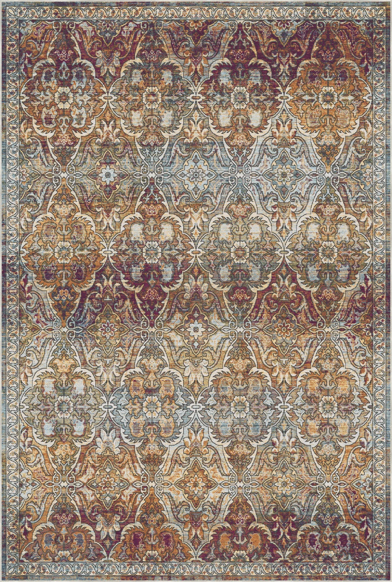 Sienna Amber Arabesque Washable Rug