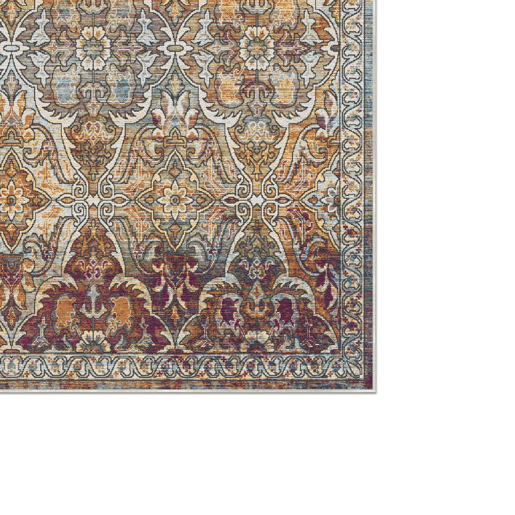 Sienna Amber Arabesque Washable Rug