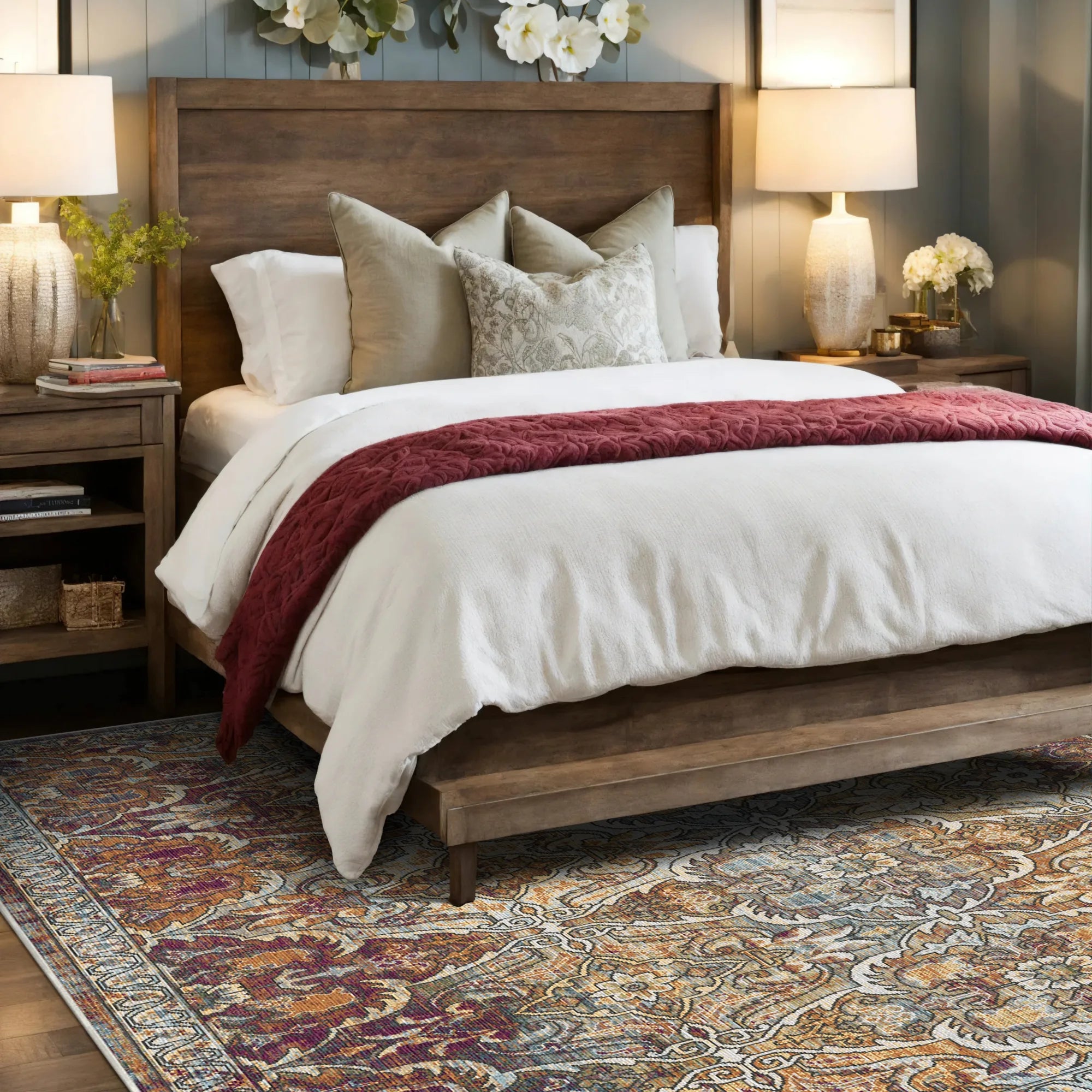 Sienna Amber Arabesque Washable Rug