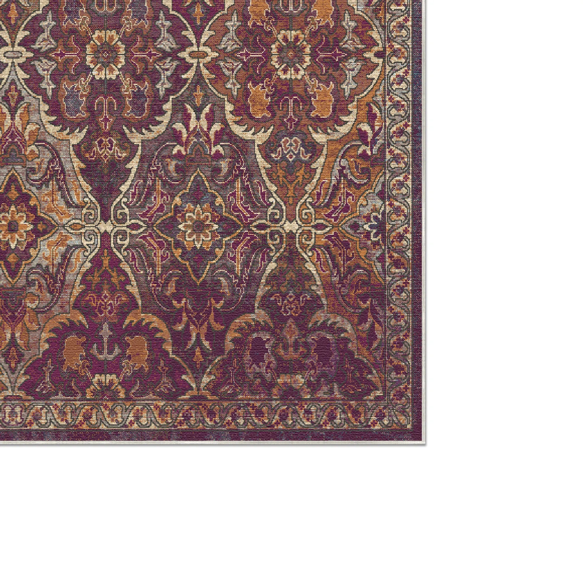 Amara Plum Arabesque Washable Rug