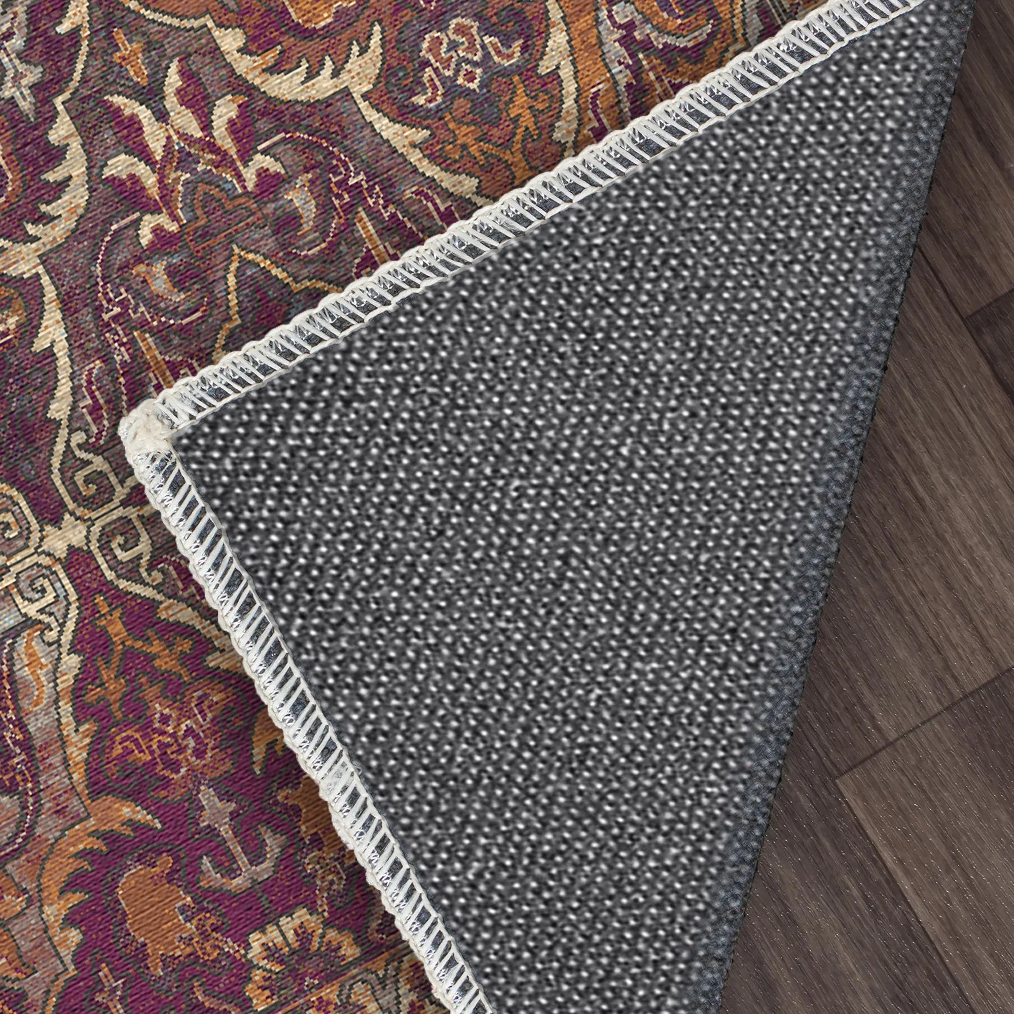 Amara Plum Arabesque Washable Rug