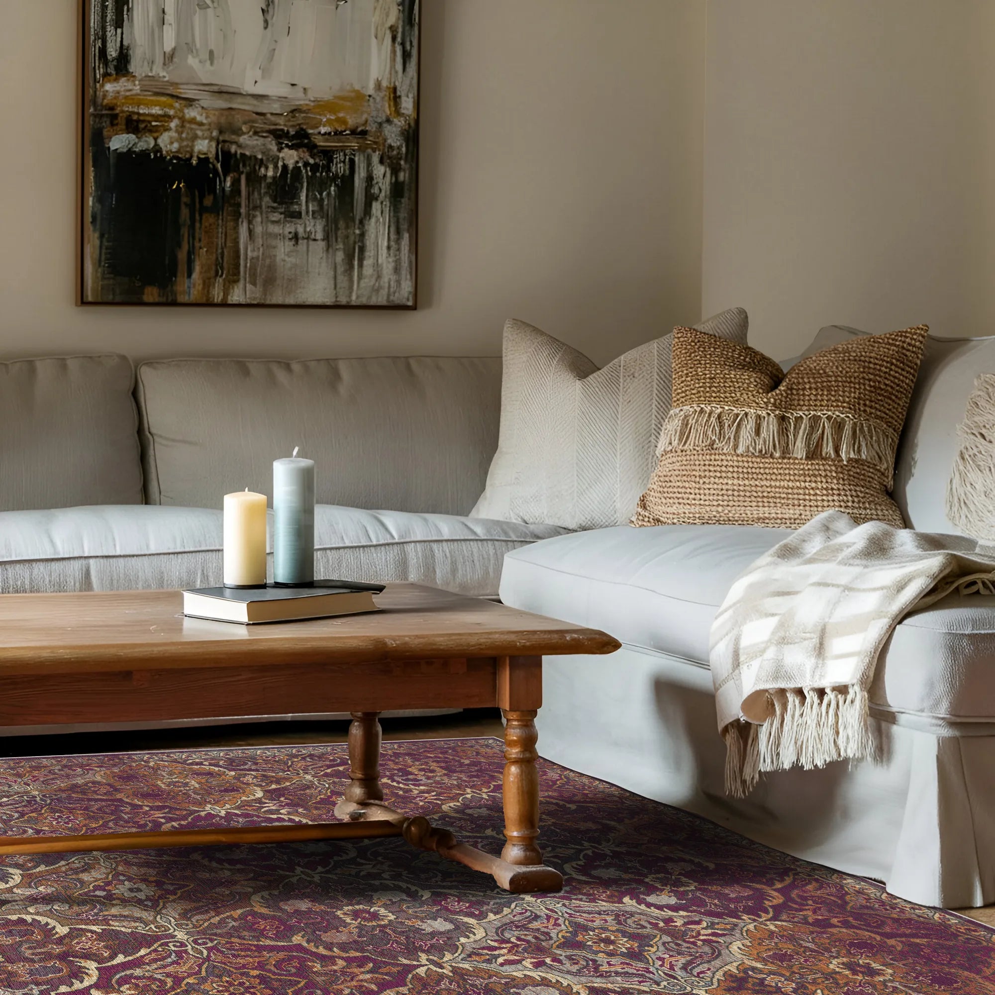 Amara Plum Arabesque Washable Rug