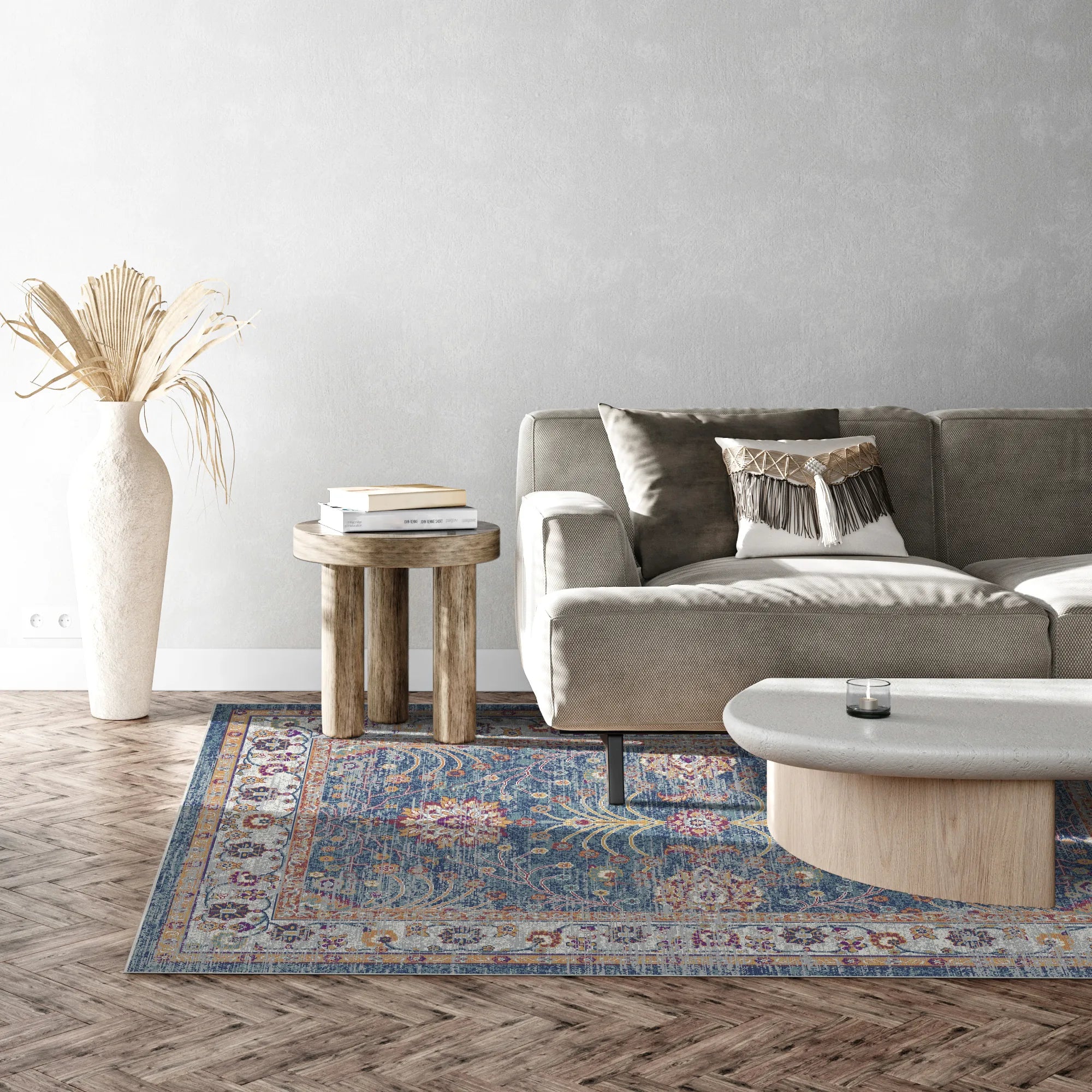 Tappeto Floreale Elara Grigio Ardesia