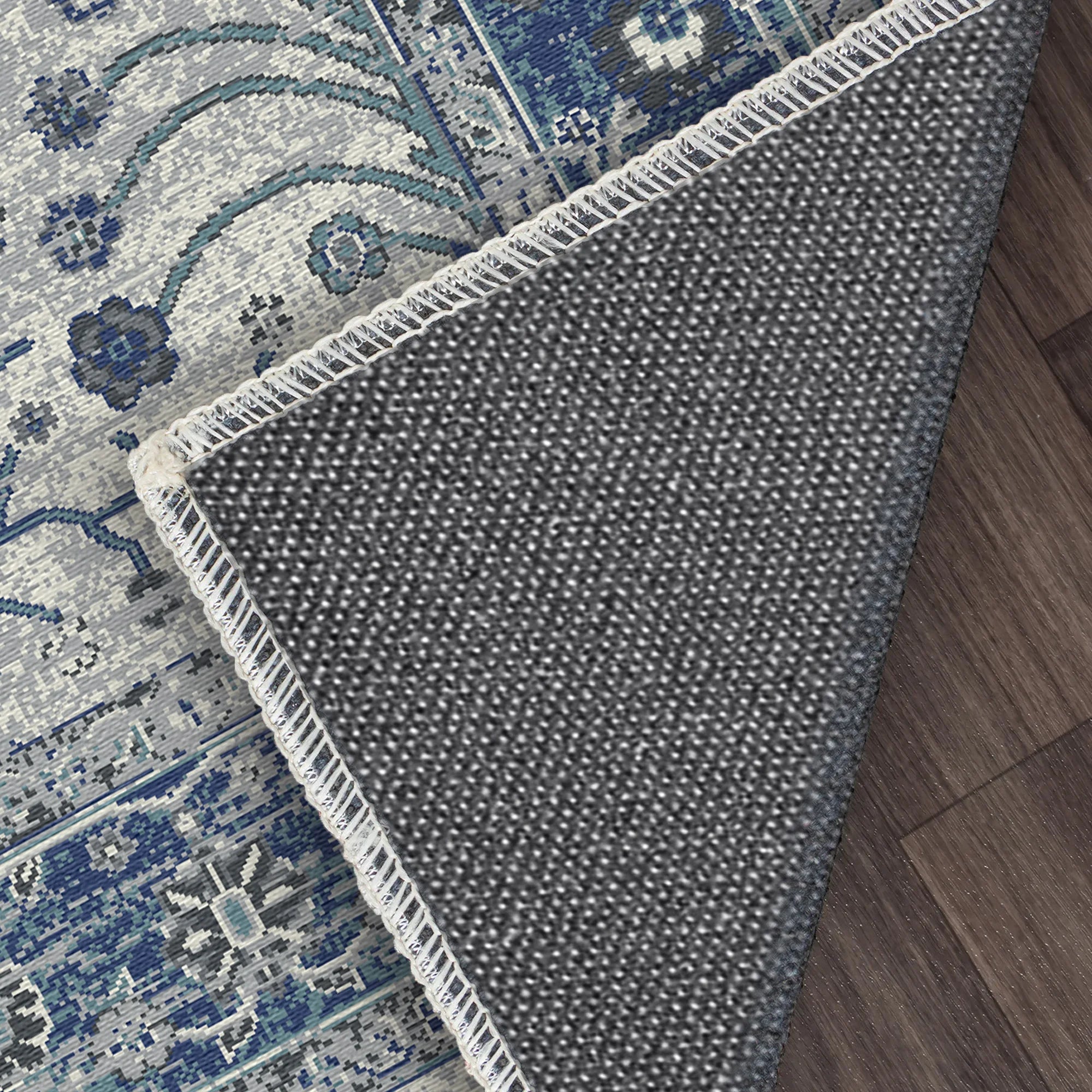 Elara Gray Blue Floral Rug