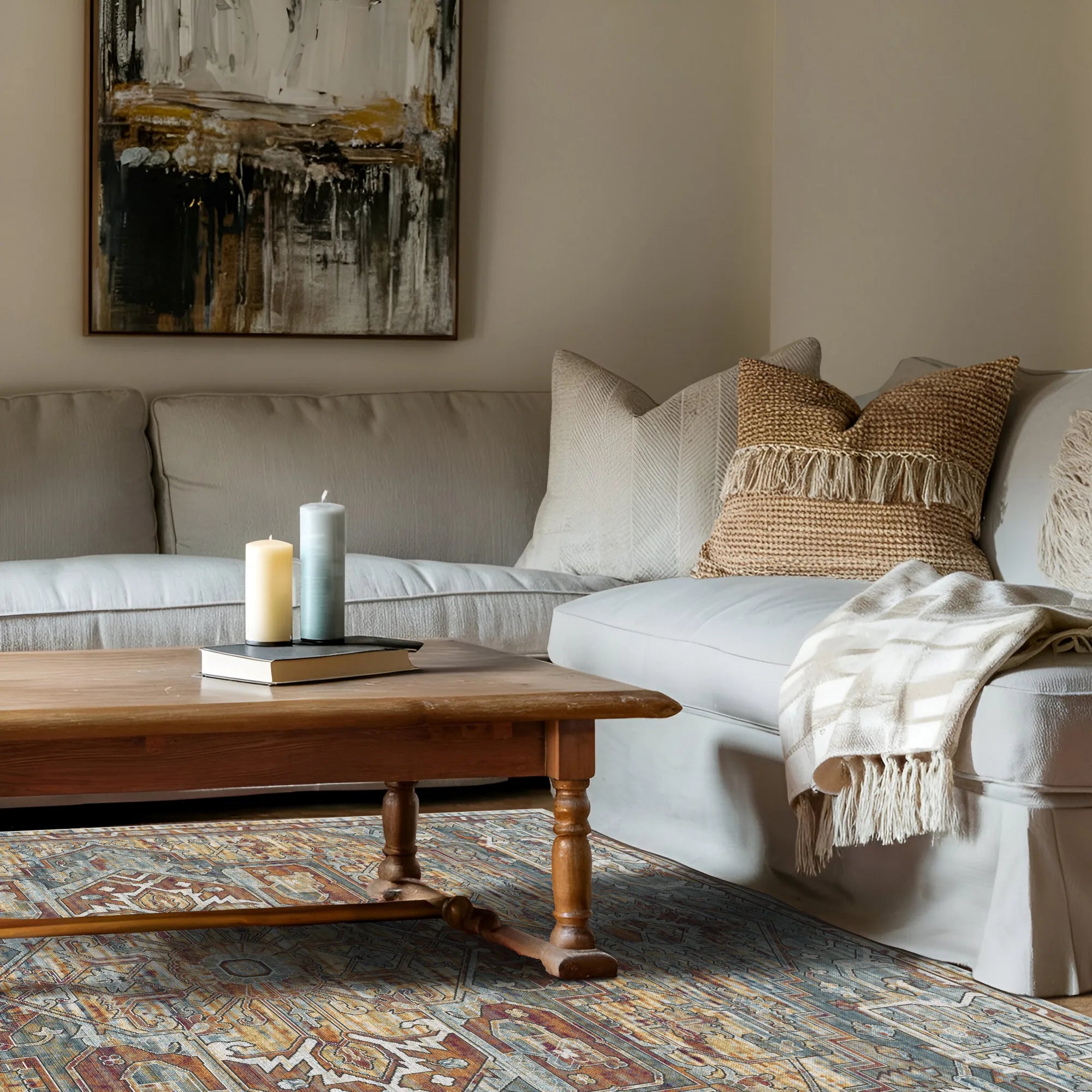 Tappeto Medaglione Zion Ocra