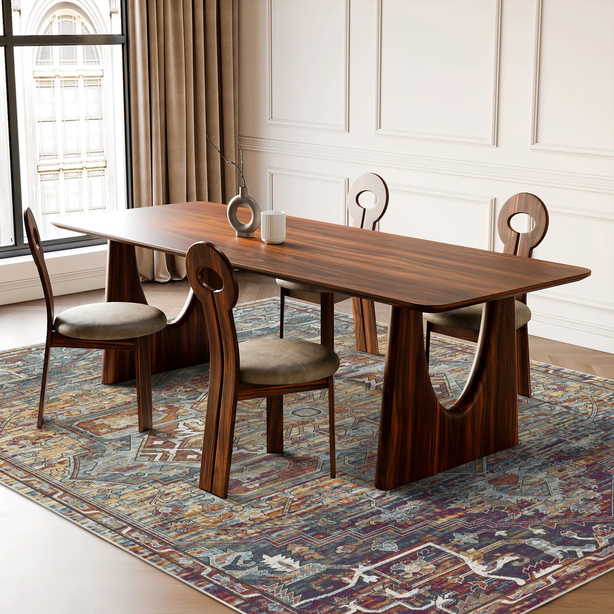 Tappeto Medaglione Zion Ocra