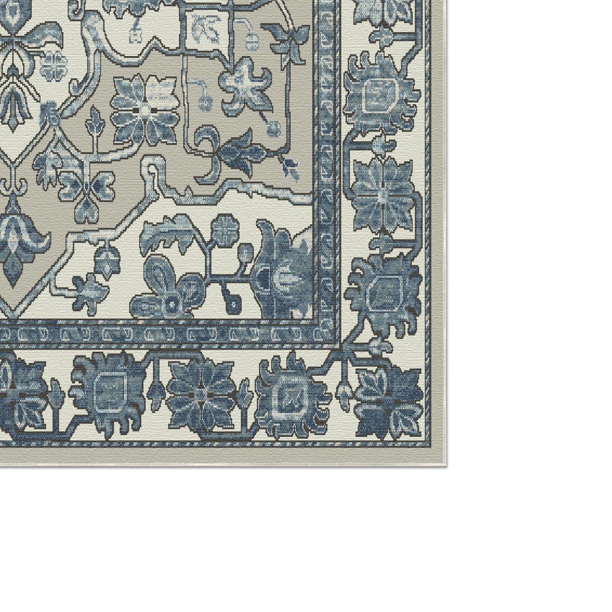Aria Blue Gray Floral Rug