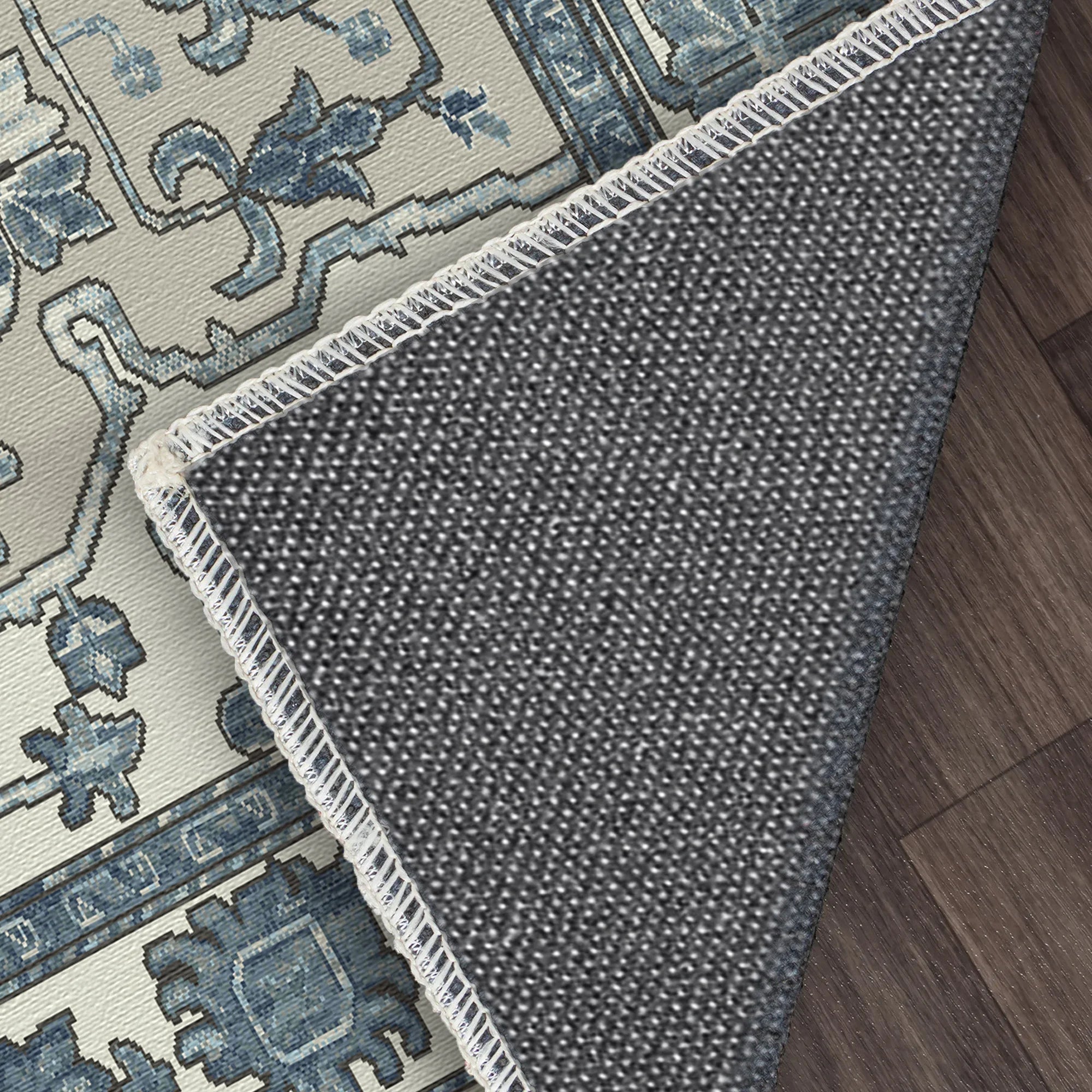 Aria Blue Gray Floral Rug