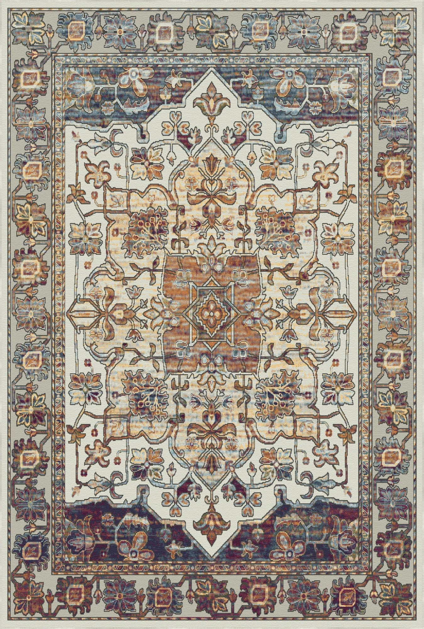 Aria Rust Amber Floral Rug