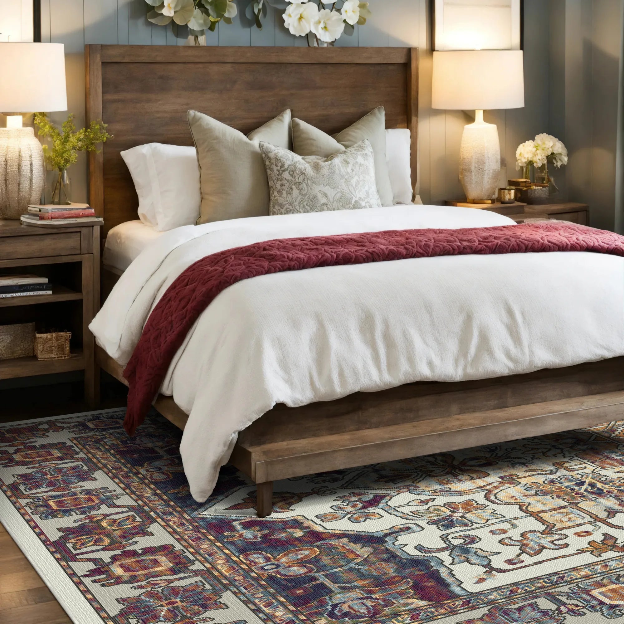 Aria Rust Amber Floral Rug