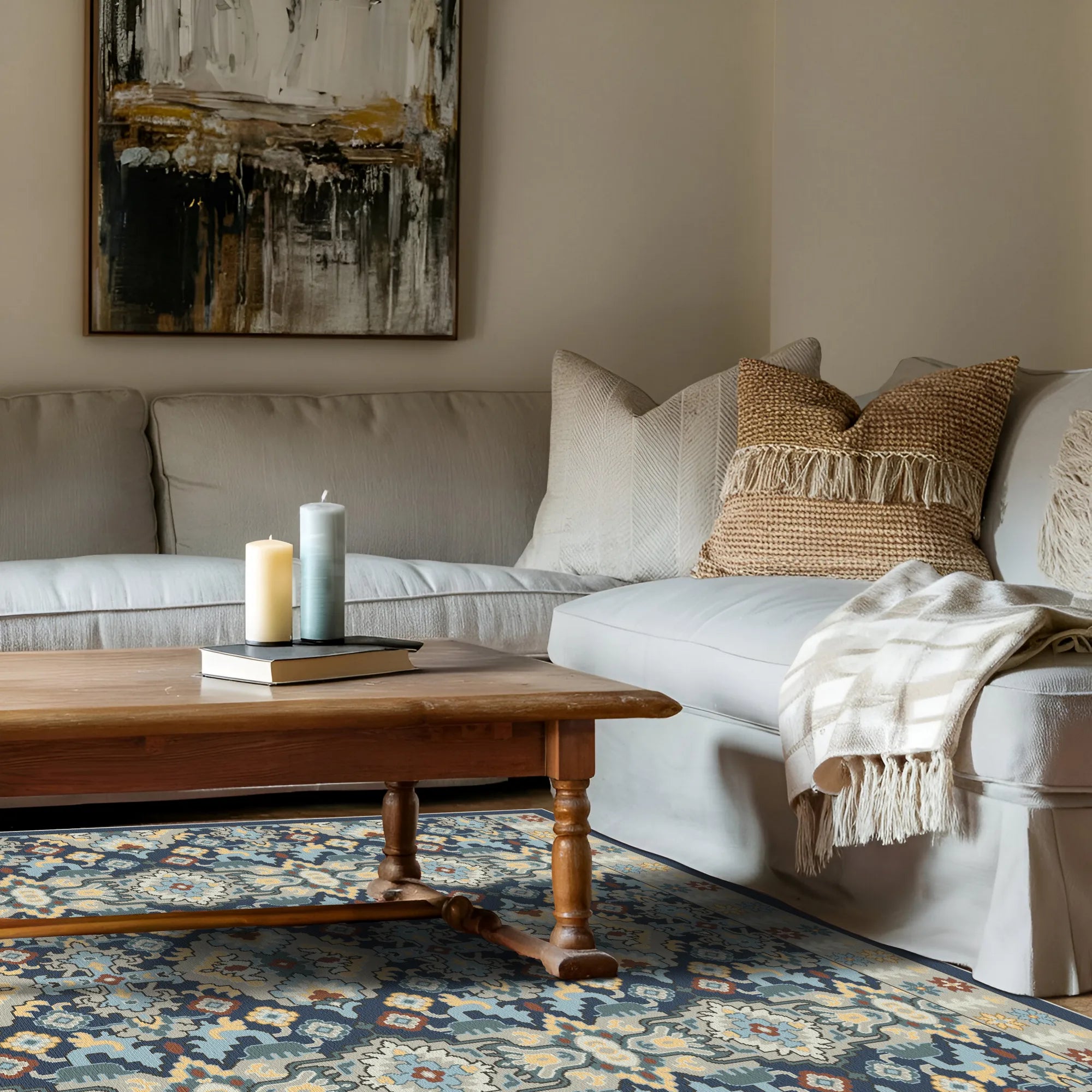 Lumina Navy Gold Geometric Rug