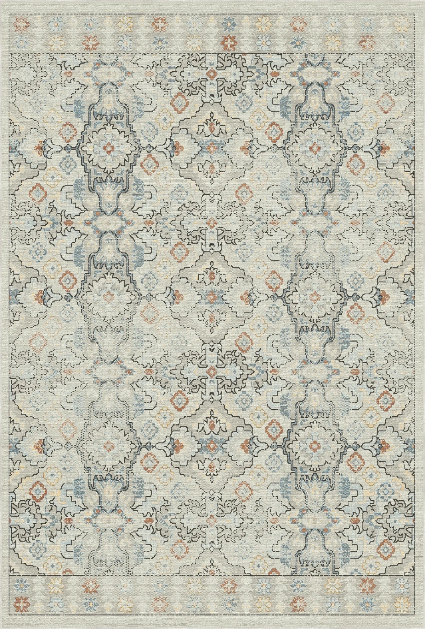 Lumina Gray Cream Geometric Rug
