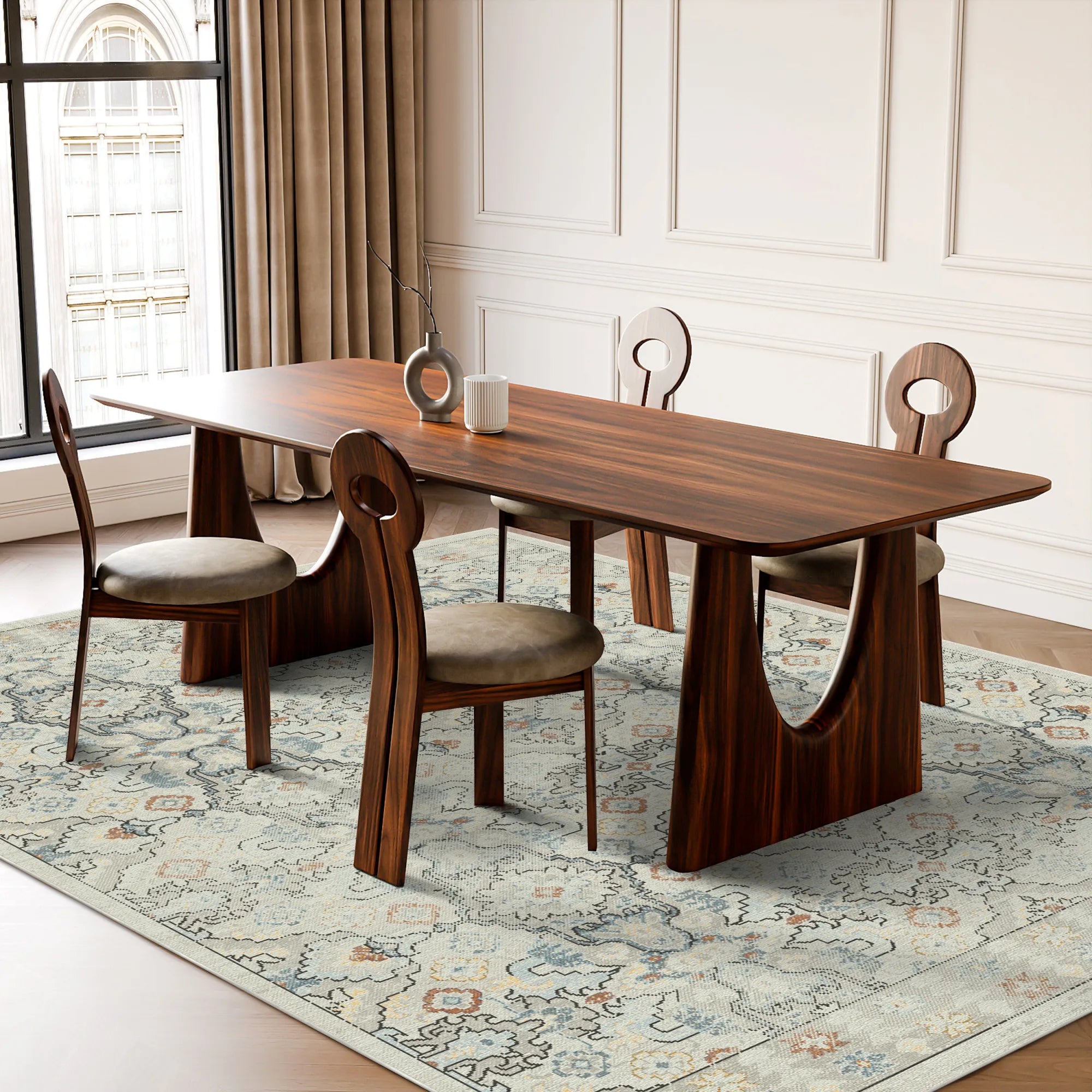 Lumina Gray Cream Geometric Rug